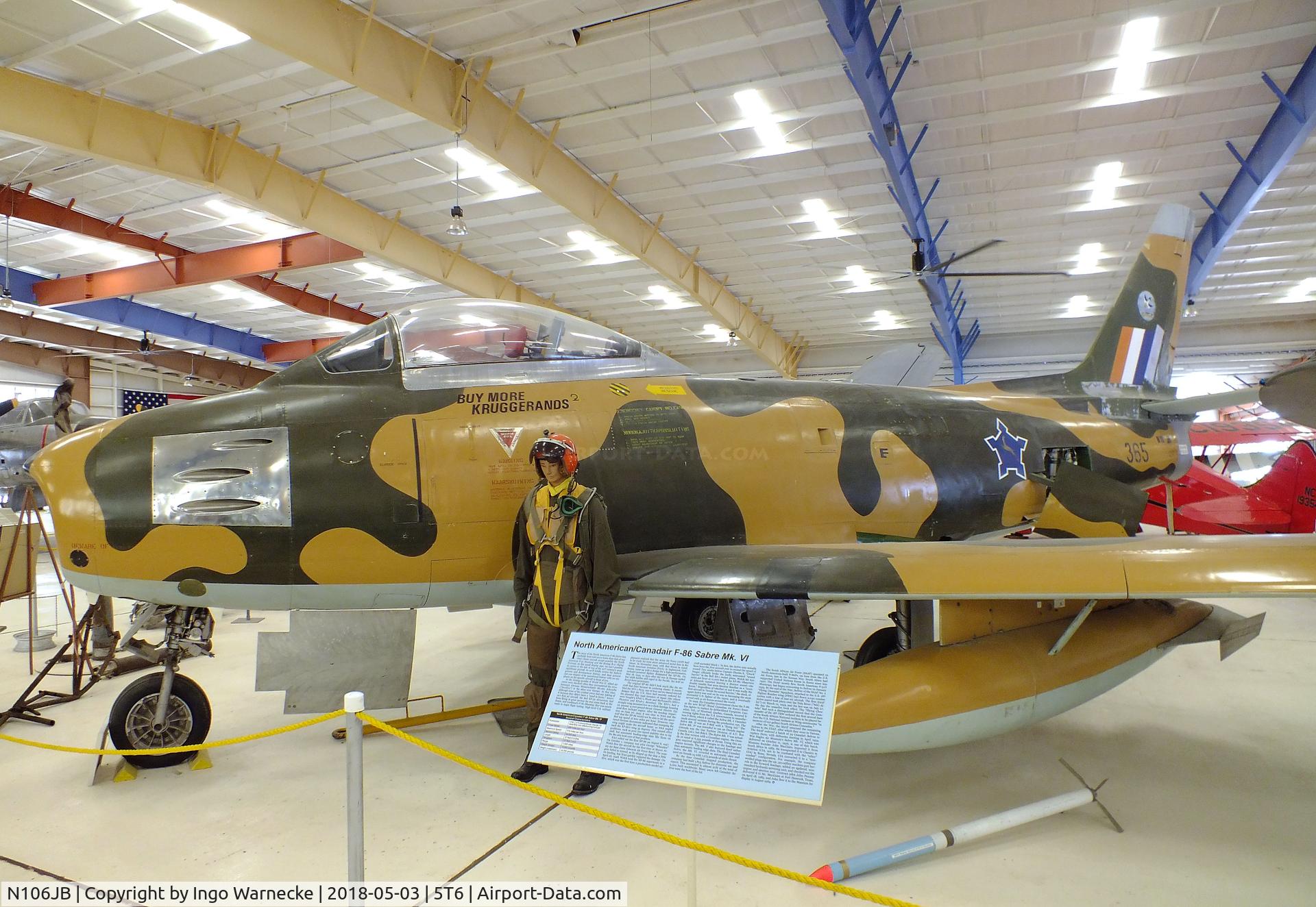 N106JB, 1985 Canadair CL-13B Sabre 6 C/N Not found 23684, Canadair CL-13B Sabre Mk6 (F-86) at the War Eagles Air Museum, Santa Teresa NM