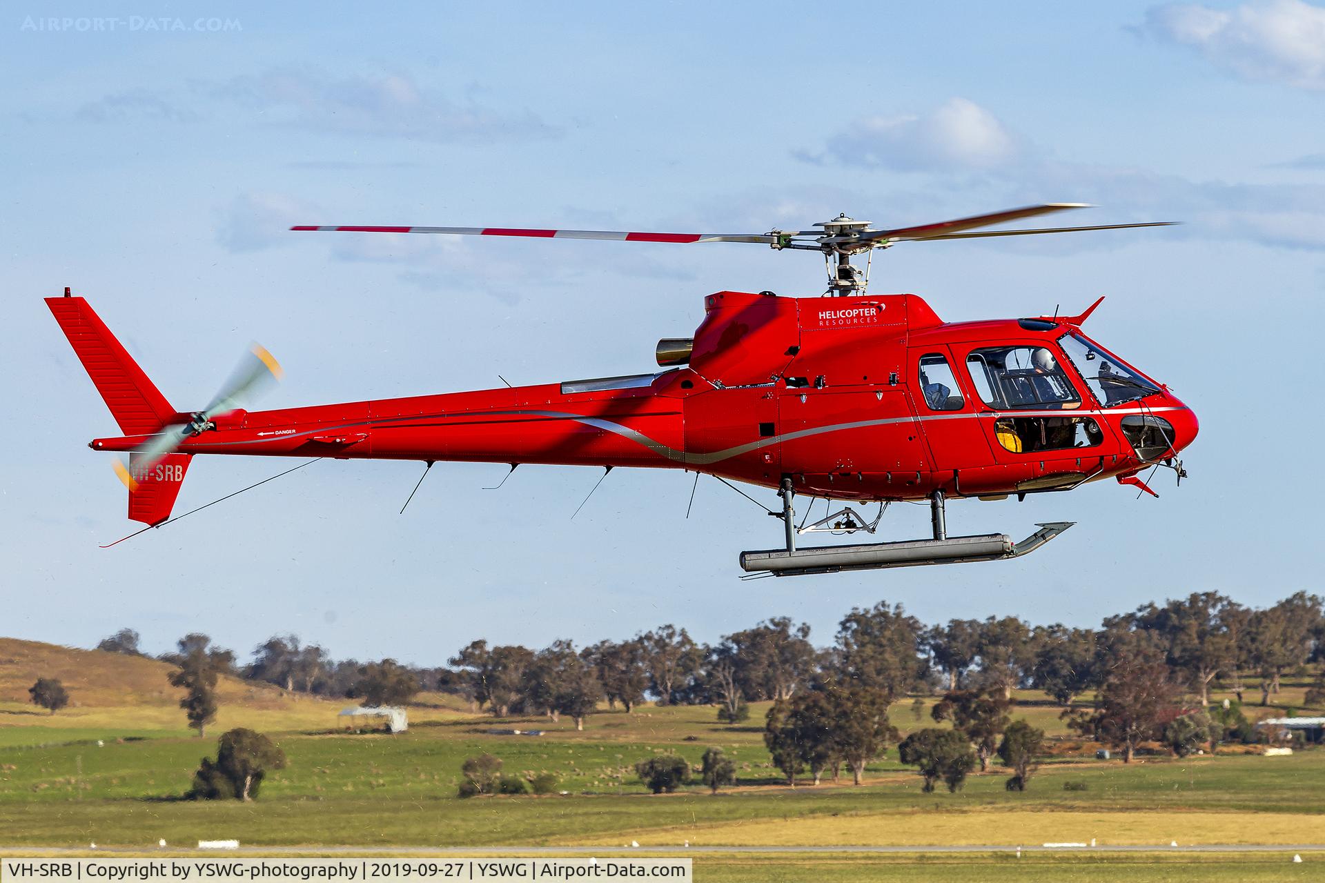 VH-SRB, 1984 Eurocopter AS-350BA Ecureuil C/N 1896, Helicopter Resources (VH-SRB) Aerospatiale AS-350B2 Ecureuil departing Wagga Wagga Airport.
