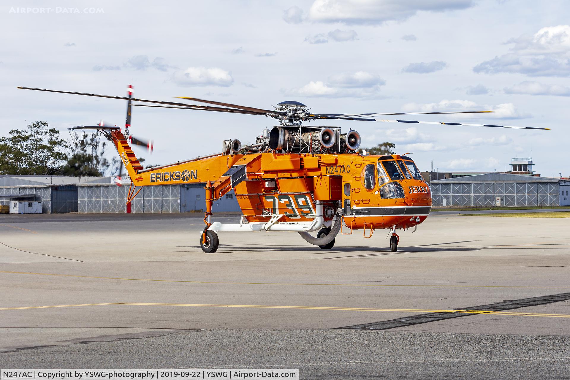 N247AC, 1968 Erickson S64E Skycrane C/N 64052, Erickson Inc (N247AC) Sikorsky S-64E at Wagga Wagga Airport.