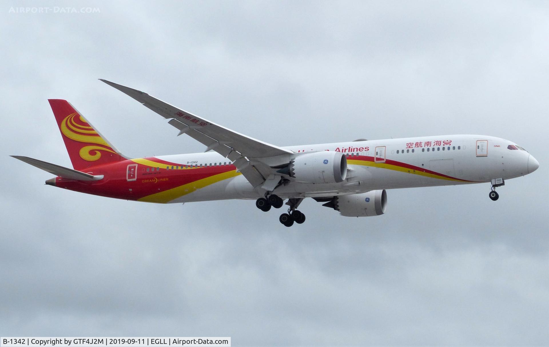 B-1342, 2017 Boeing 787-9 Dreamliner C/N 62723, B-1342  Hainan AL  at Heathrow 11Sep19