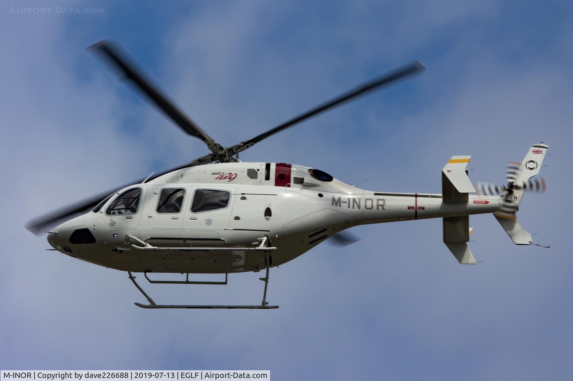 M-INOR, 2016 Bell 429 GlobalRanger C/N 57326, Inbound at Farnborough FAB with PAX for Biz Jet M-ISTY