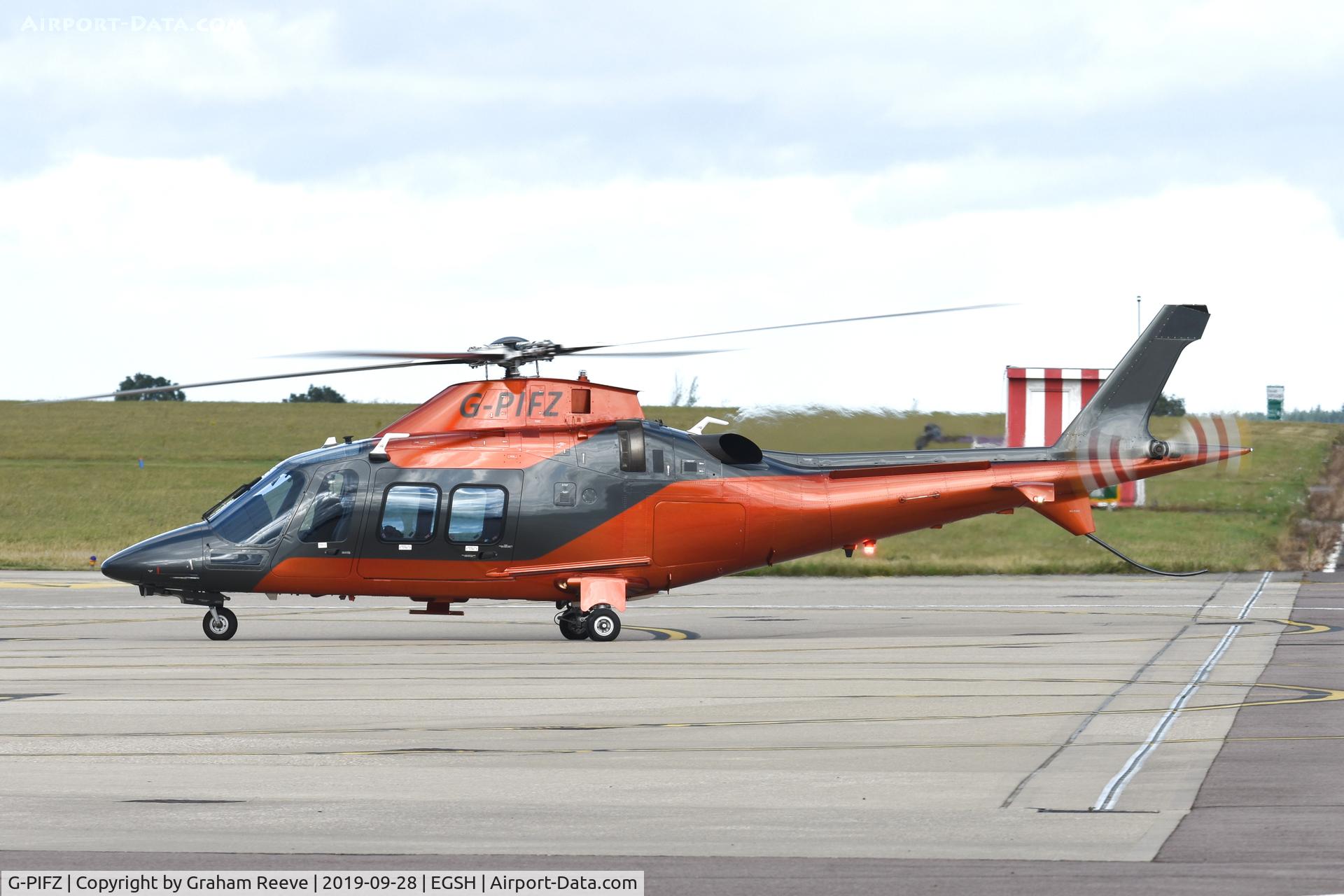 G-PIFZ, 2016 Agusta AW-109SP Grand New C/N 22355, Just landed at Norwich.