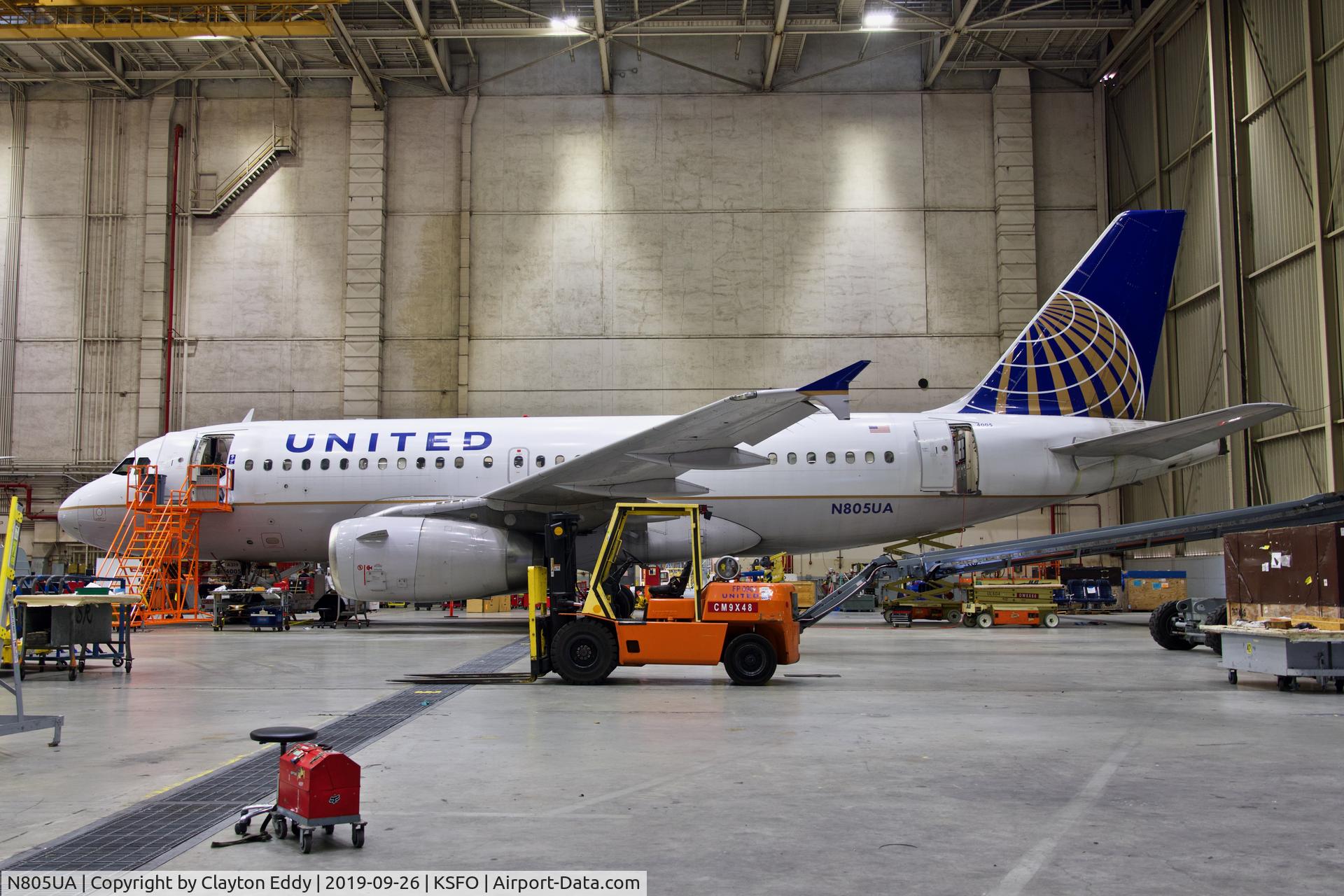 N805UA, 1998 Airbus A319-131 C/N 783, SFO 2019.