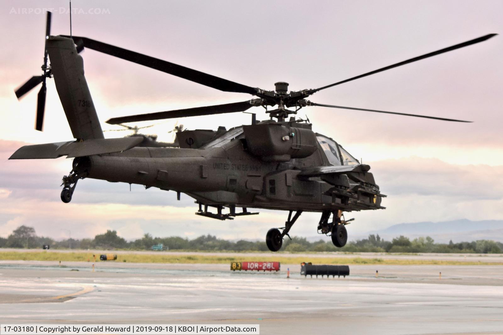17-03180, 2017 Boeing AH-64E Apache Guardian C/N MM180, Take off from Taxiway Bravo.