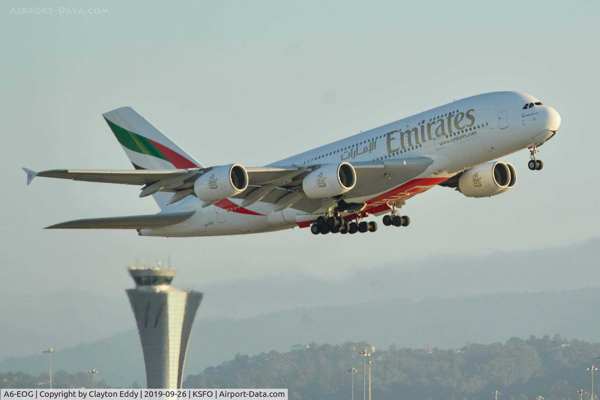 A6-EOG, 2014 Airbus A380-861 C/N 172, SFO 2019.