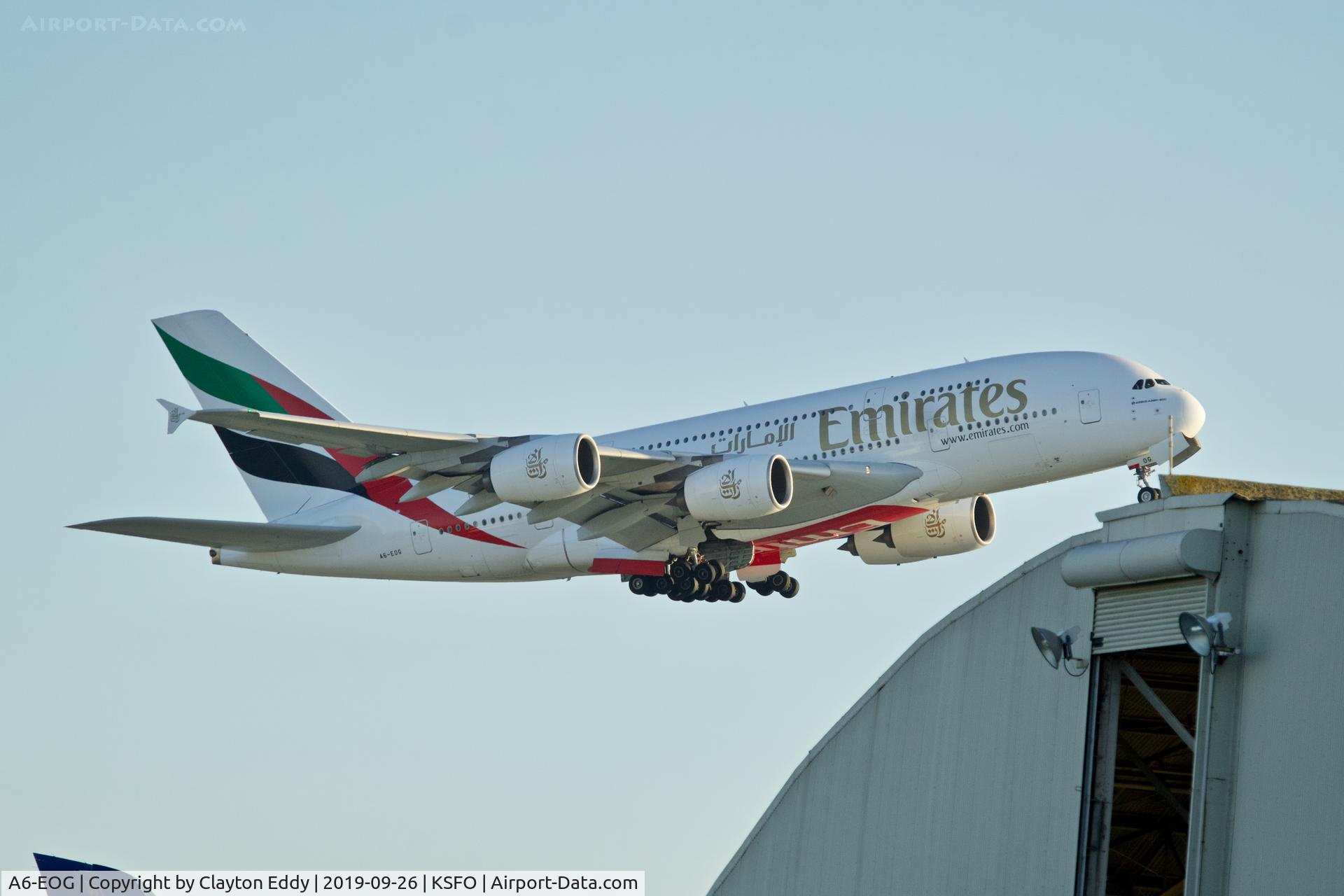 A6-EOG, 2014 Airbus A380-861 C/N 172, SFO 2019.