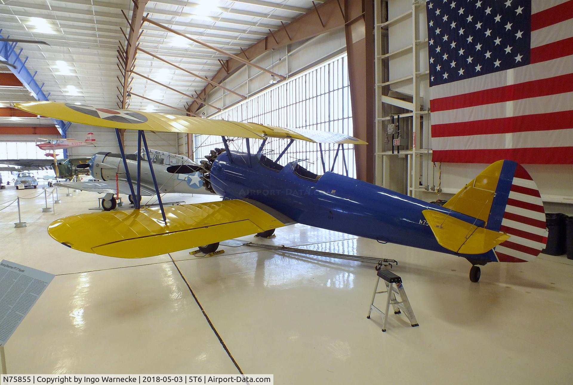 N75855, 1943 Boeing E75 C/N 75-5413, Boeing (Stearman) E75 (PT-17) at the War Eagles Air Museum, Santa Teresa NM
