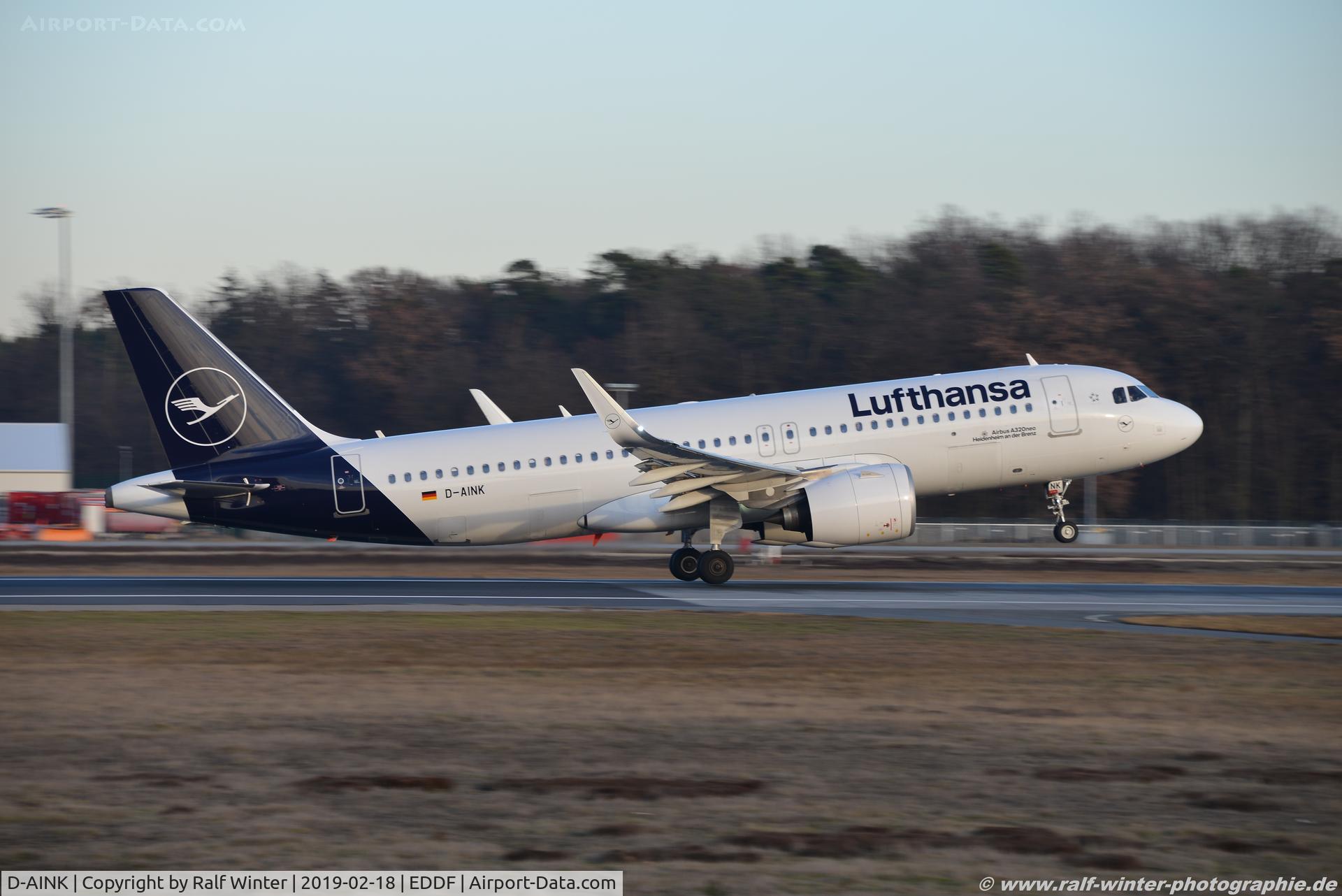 D-AINK, 2018 Airbus A320-271NEO C/N 8249, Airbus A320-271N - LH DLH Lufthansa 'Heidenheim an der Brenz' - 8249 - D-AINK - 18.02.2019 - FRA