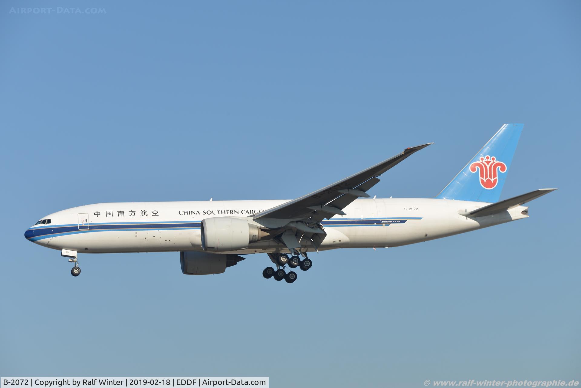 B-2072, 2009 Boeing 777-F1B C/N 37310, Boeing 777-F1B - CZ CSN China Southern Cargo - 37310 - B-2072 - 18.02.2019 - FRA