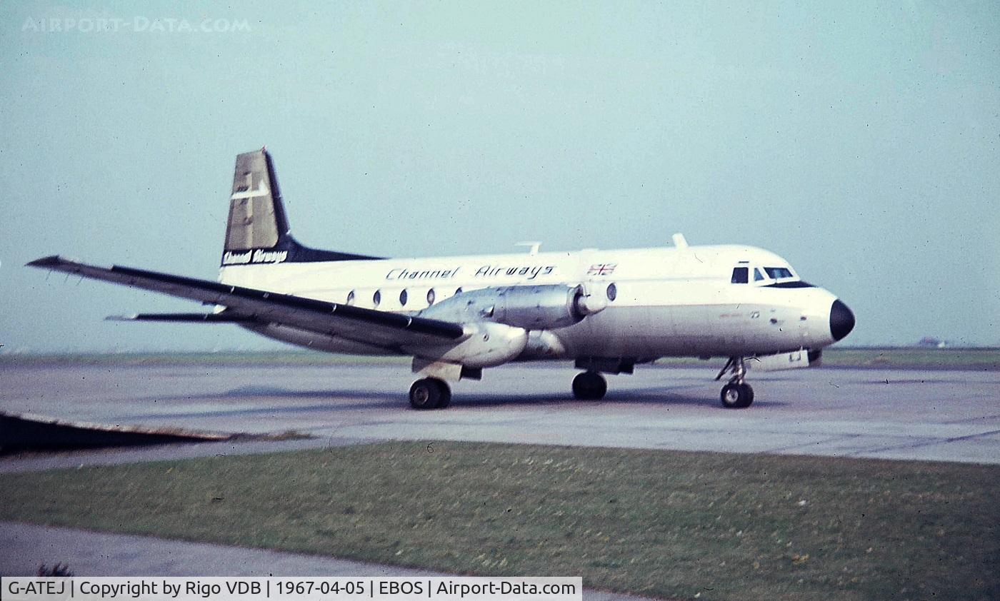 G-ATEJ, 1966 Hawker Siddeley HS.748 Series 2 C/N 1587, Blurry picture of G-ATEJ at Ostend.