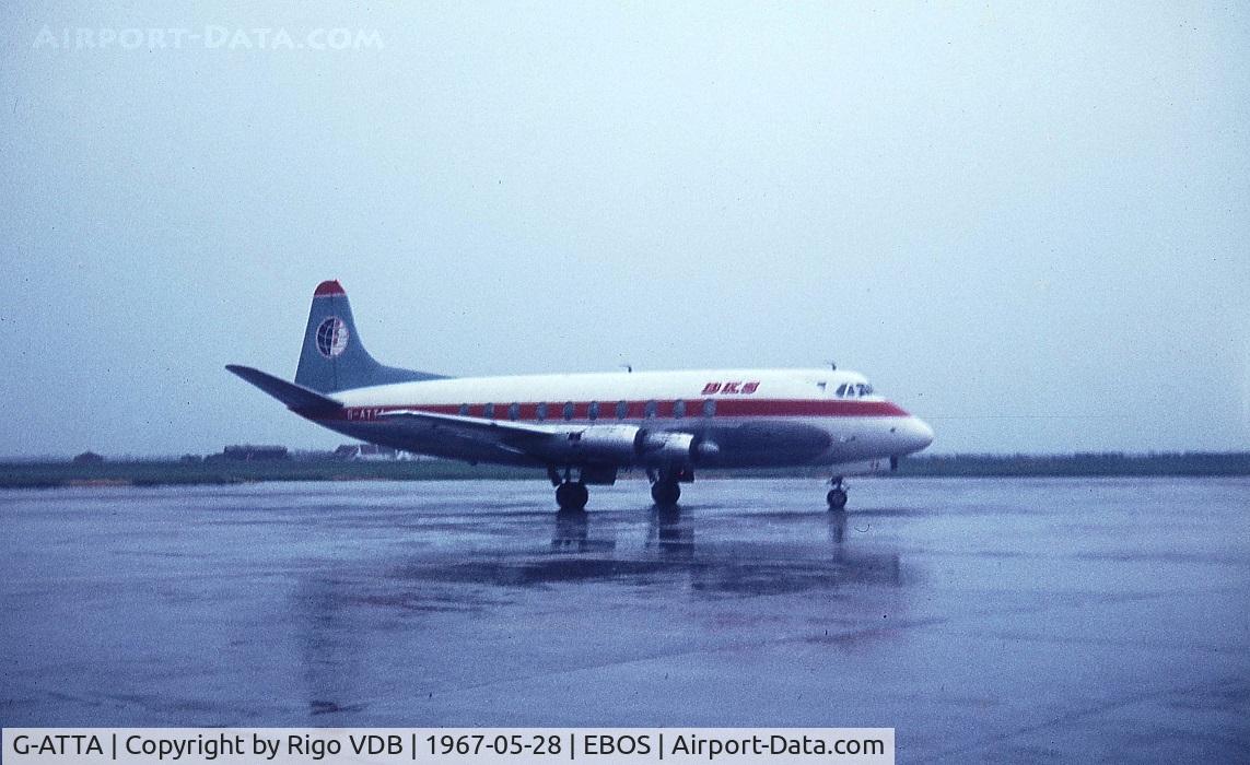 G-ATTA, 1956 Vickers Viscount 745D C/N 124, Blurry picture of BKS  G-ATTA at Ostend.