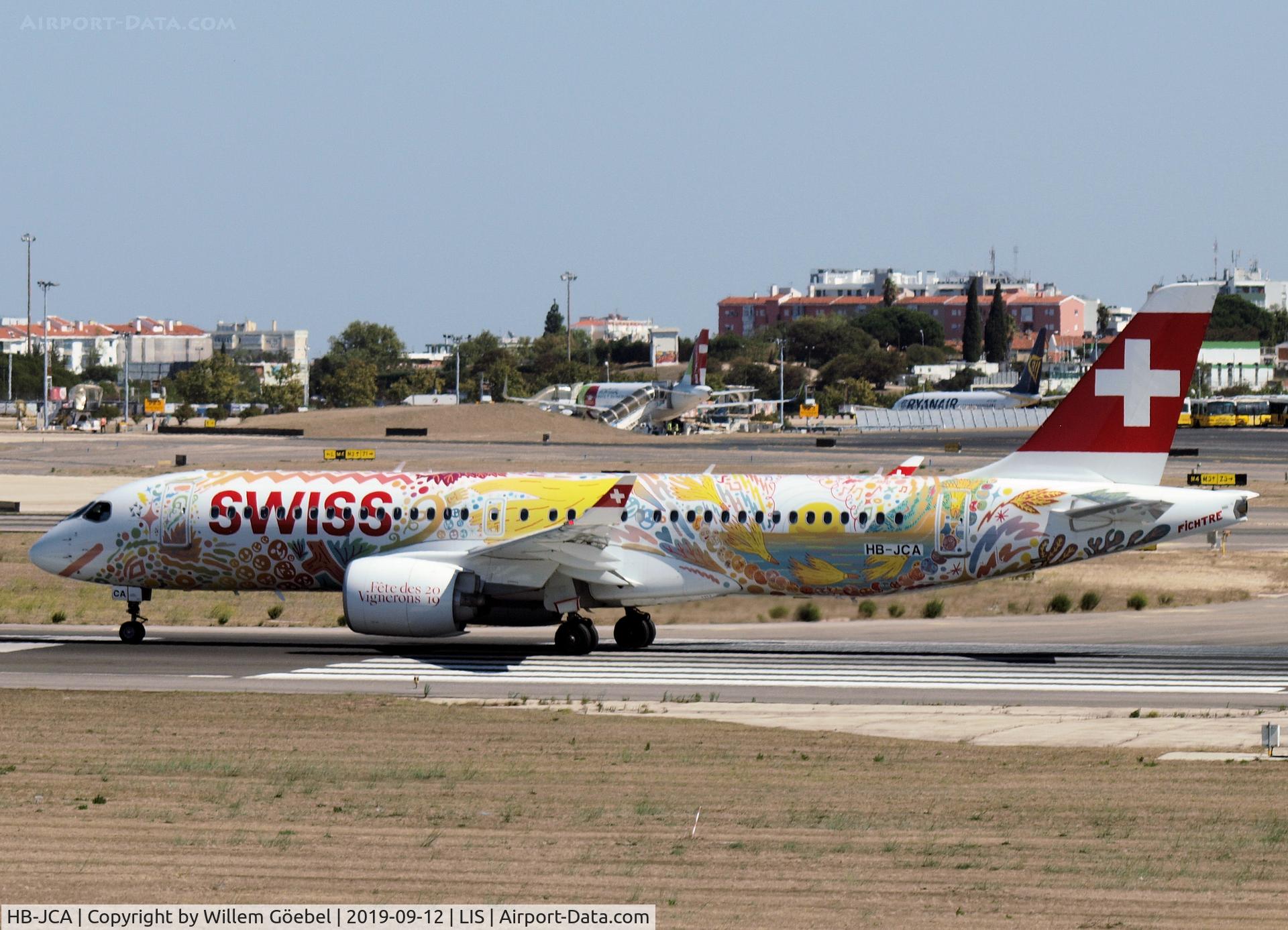 HB-JCA, 2017 Bombardier CSeries CS300 (BD-500-1A11) C/N 55010, Prepare for take off from Lisbon Airport