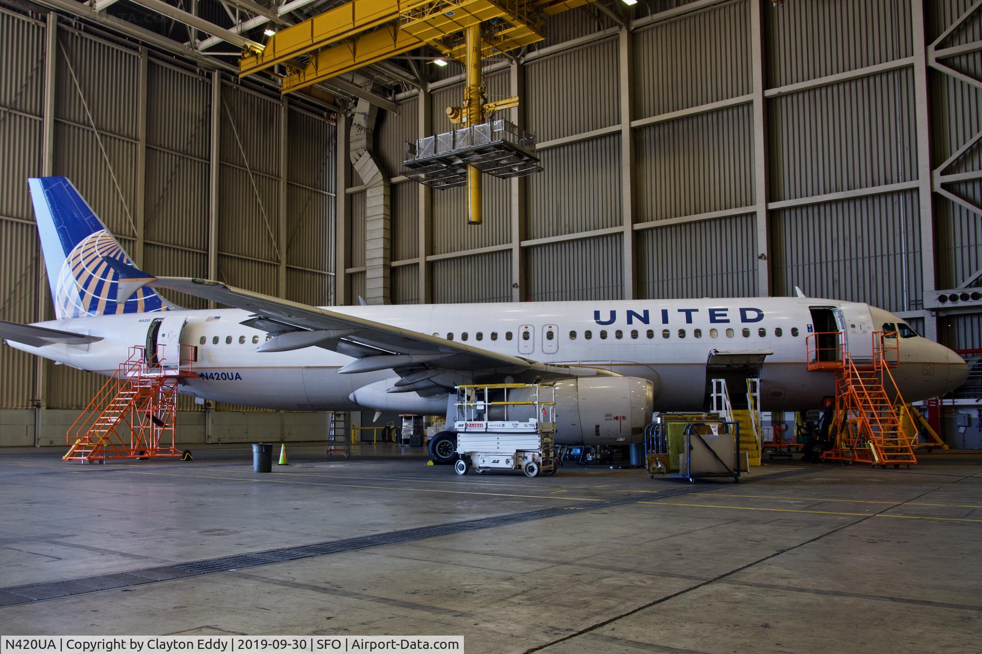 N420UA, 1994 Airbus A320-232 C/N 489, SFO 2019.