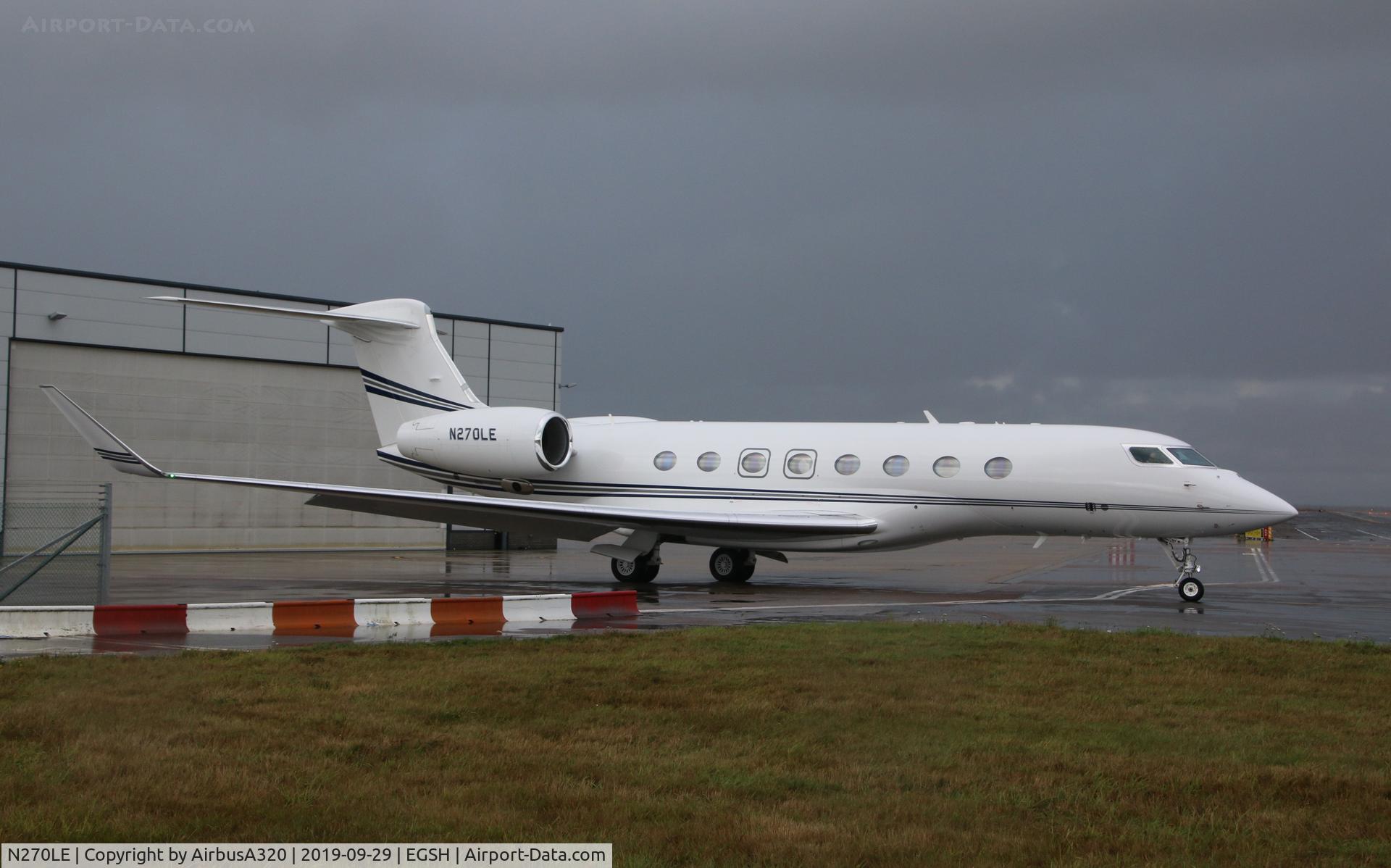 N270LE, 2015 Gulfstream Aerospace G650 (G-VI) C/N 6164, Departing from the Saxon ramp during a nice wet shower