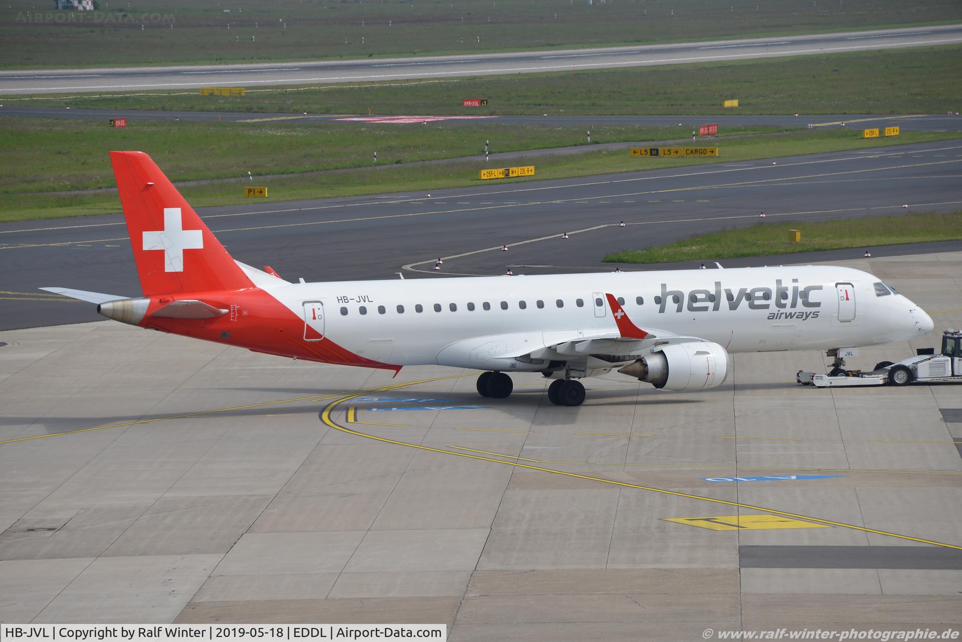 HB-JVL, 2010 Embraer E190 (ERJ-190-100) C/N 19000354, Embraer ERJ-190LR 190-100LR - 2L OAW Helvetic Airways - 19000354 - HB-JVL - 18.05.2019 - DUS