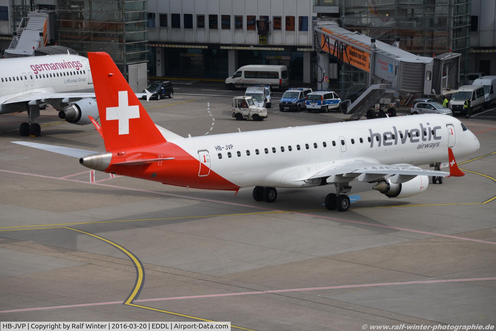 HB-JVP, 2010 Embraer 190LR (ERJ-190-100LR) C/N 19000387, Embraer ERJ-190LR 190-100LR - 2L OAW Helvetic Airways - 19000387 - HB-JVP - 20.03.2016 - DUS