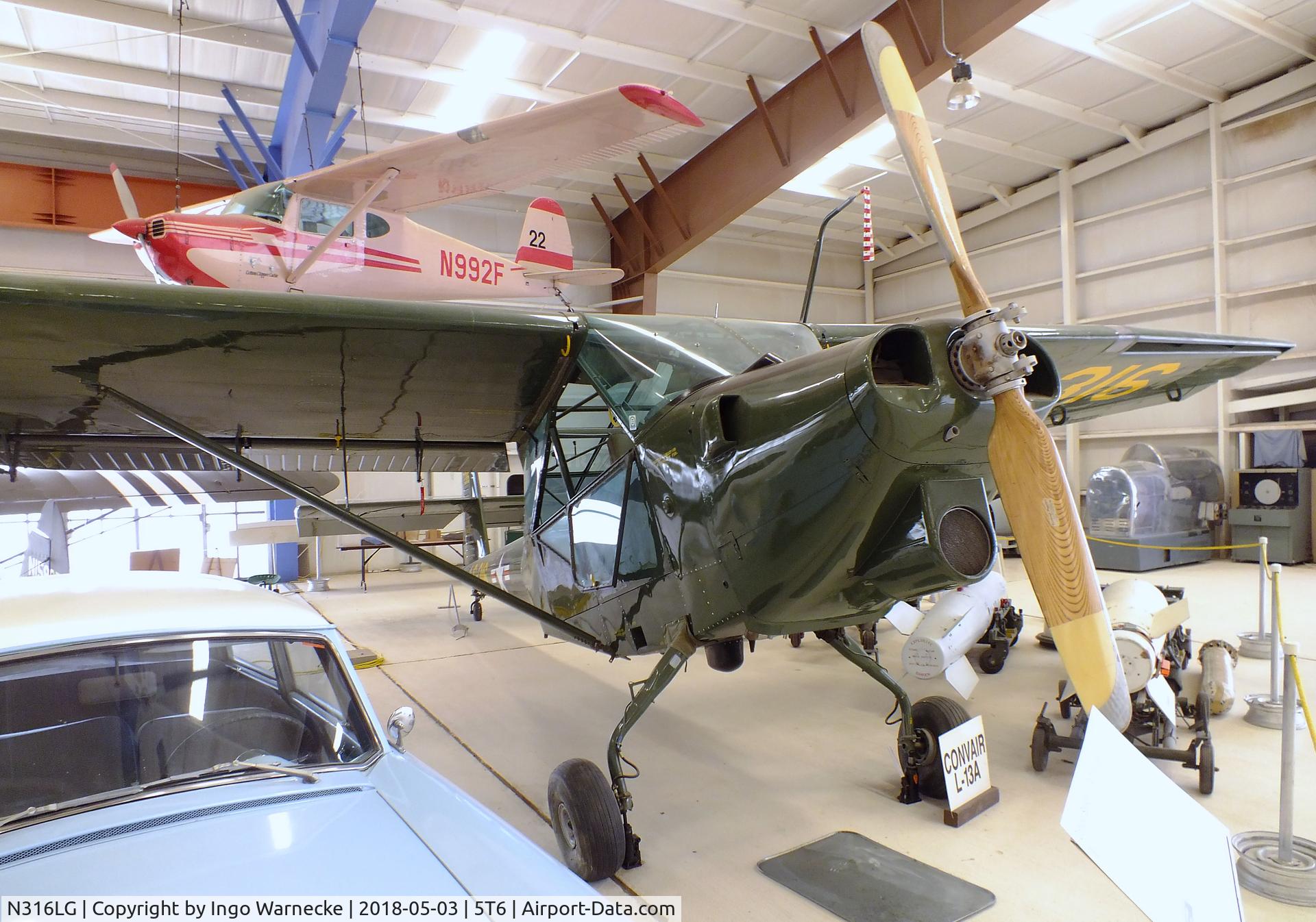 N316LG, 1947 Consolidated Vultee/toms Aero L-13A C/N 47-316, Consolidated Vultee/Stinson L-13A at the War Eagles Air Museum, Santa Teresa NM