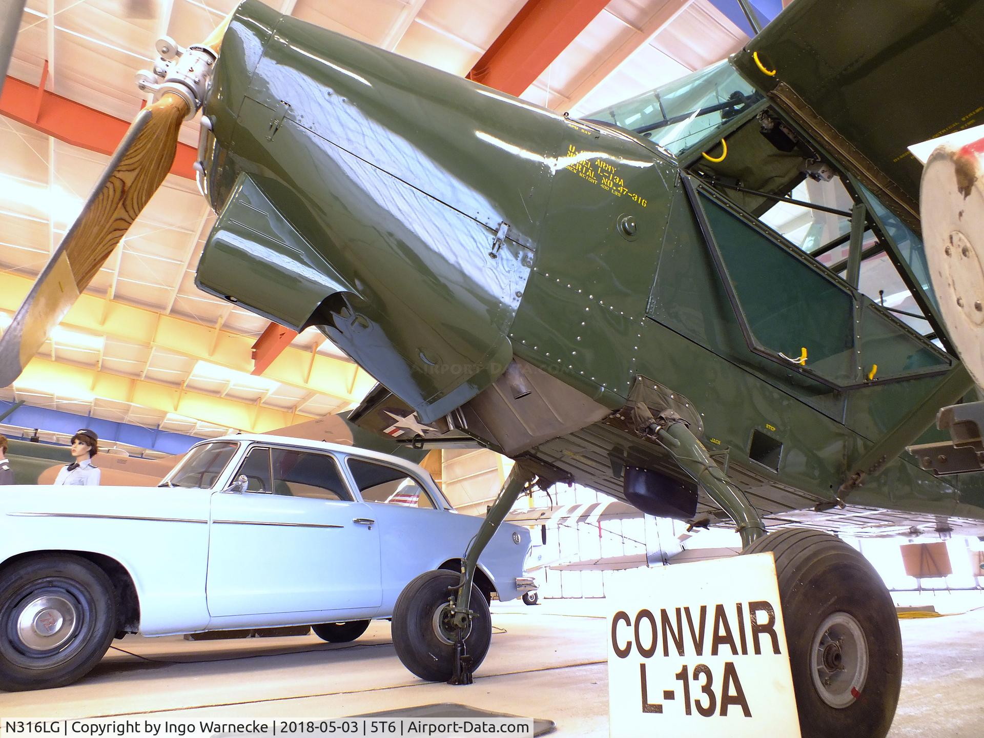 N316LG, 1947 Consolidated Vultee/toms Aero L-13A C/N 47-316, Consolidated Vultee/Stinson L-13A at the War Eagles Air Museum, Santa Teresa NM