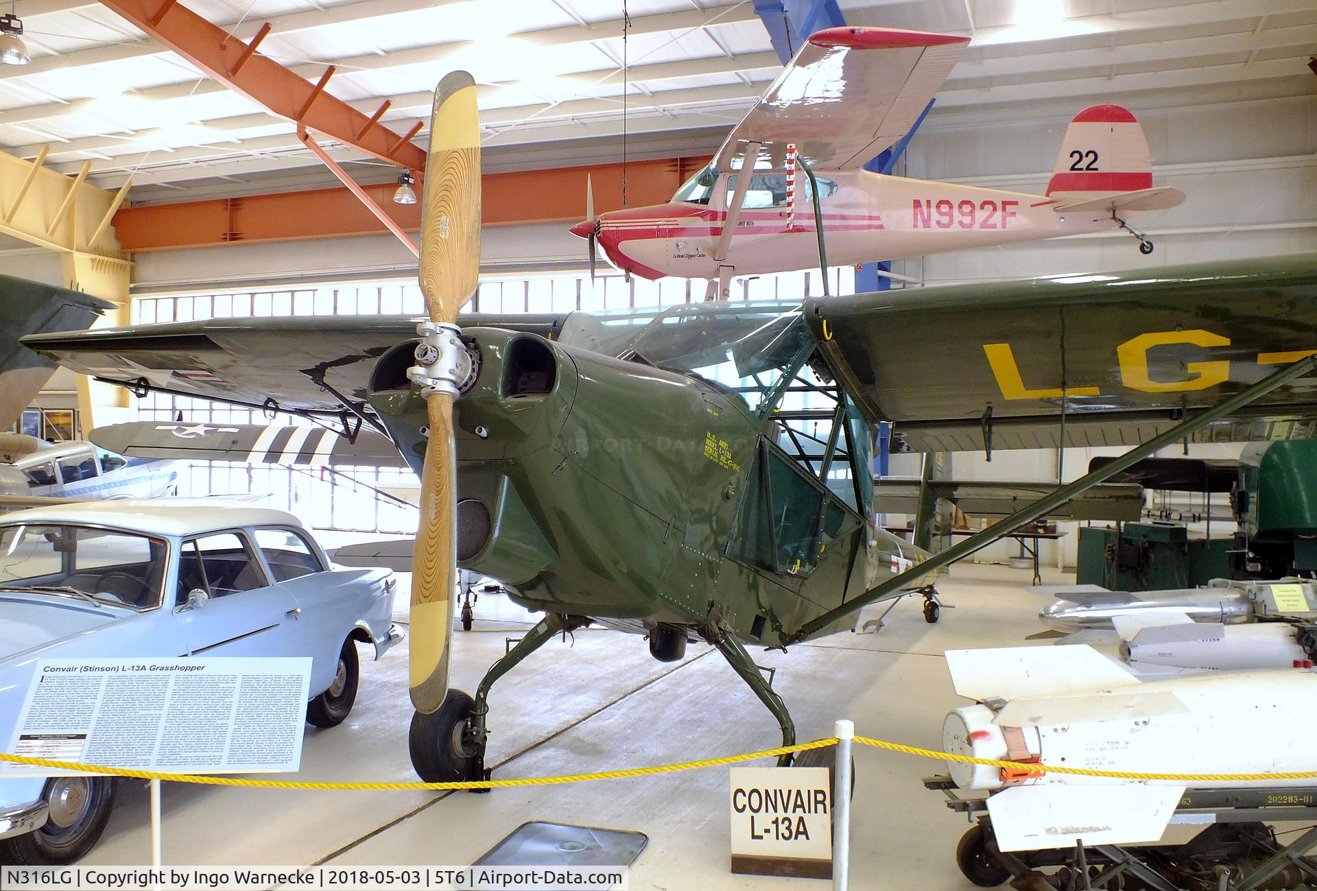 N316LG, 1947 Consolidated Vultee/toms Aero L-13A C/N 47-316, Consolidated Vultee/Stinson L-13A at the War Eagles Air Museum, Santa Teresa NM
