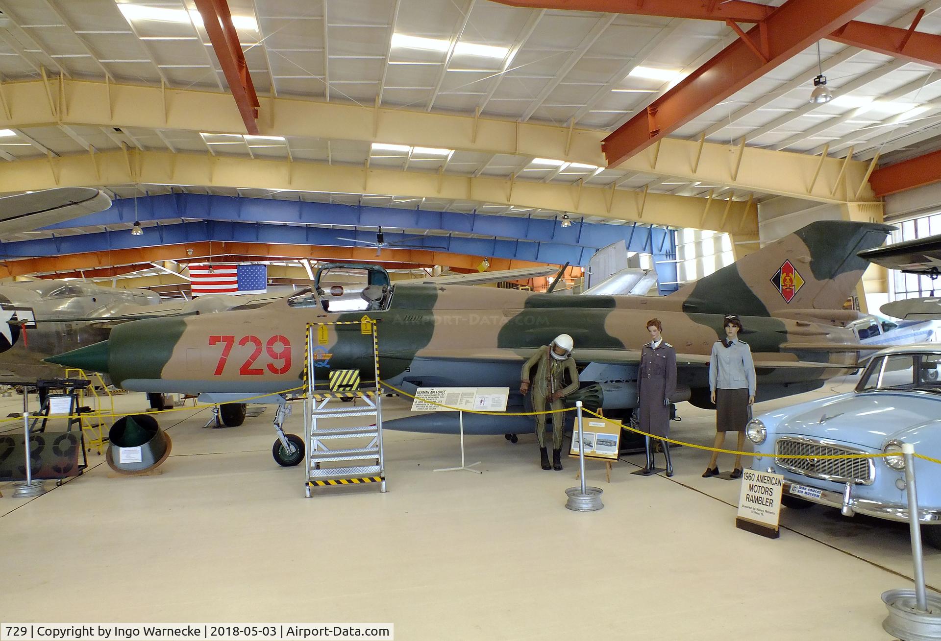 729, Mikoyan-Gurevich MiG-21SPS C/N 94A4213, Mikoyan i Gurevich MiG-21SPS FISHBED-F at the War Eagles Air Museum, Santa Teresa NM