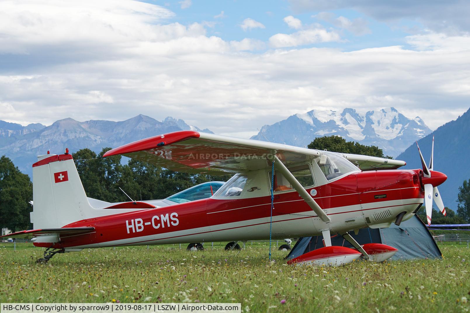 HB-CMS, 1964 Cessna 150D C/N 15060517, At Thun airfield. It got a Lycoming O-360-A4A-engine 1994 or 1995.