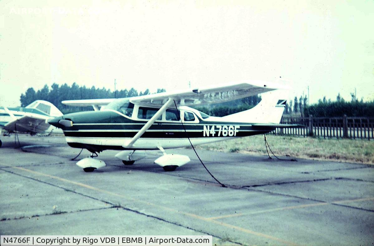 N4766F, 1966 Cessna P206B Super Skylane C/N P206B-0366, Parked at the Cessna dealer before she went to France. Brussels 1968. (Old slide)