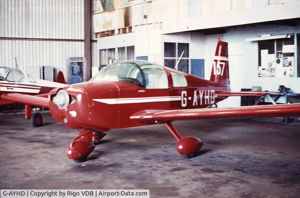 G-AYHD, 1970 American Aviation AA-1 Yankee C/N AA1-0399, G-AYHD in early 70's. Place & date unknown.