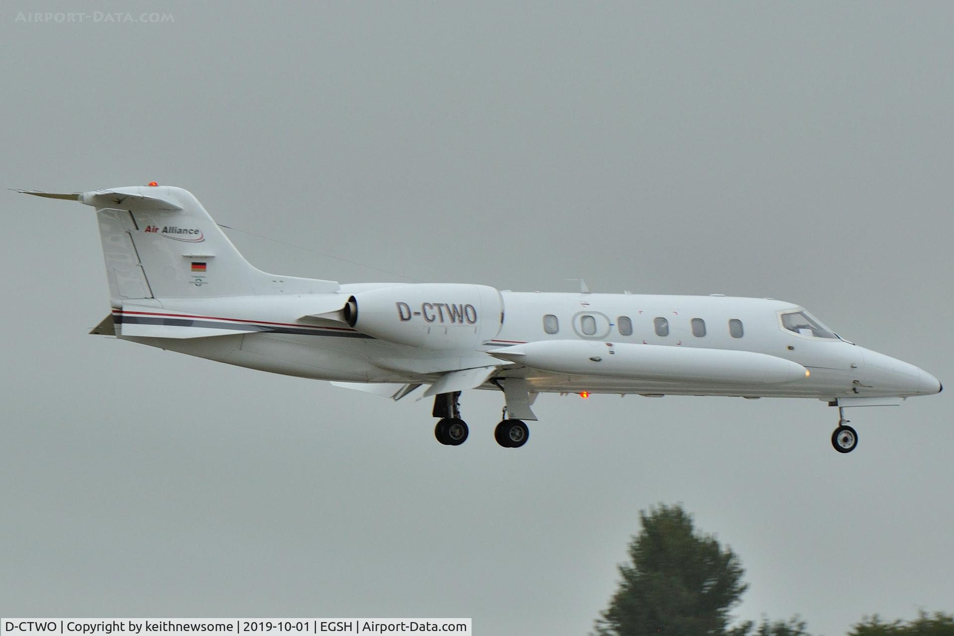 D-CTWO, 1983 Gates Learjet 35A C/N 35A-504, Arriving at Norwich from Rome.