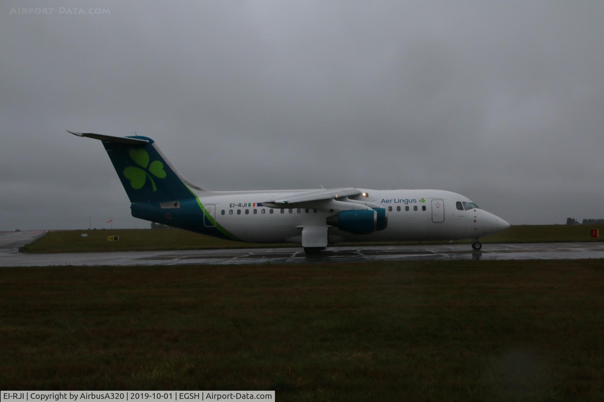 EI-RJI, 1999 British Aerospace Avro 146-RJ85A C/N E2346, Arriving at Norwich on a nice wet summer day
