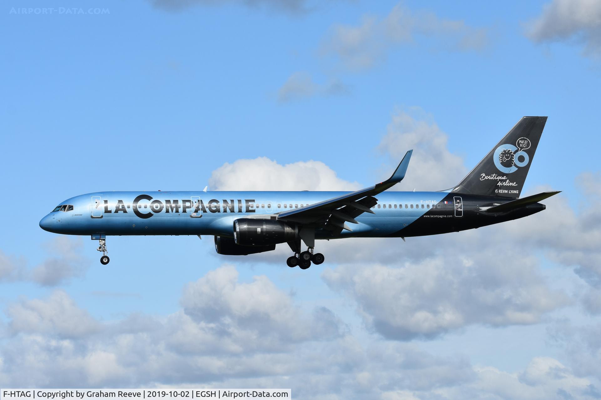 F-HTAG, 2000 Boeing 757-256 C/N 29307, Landing at Norwich.