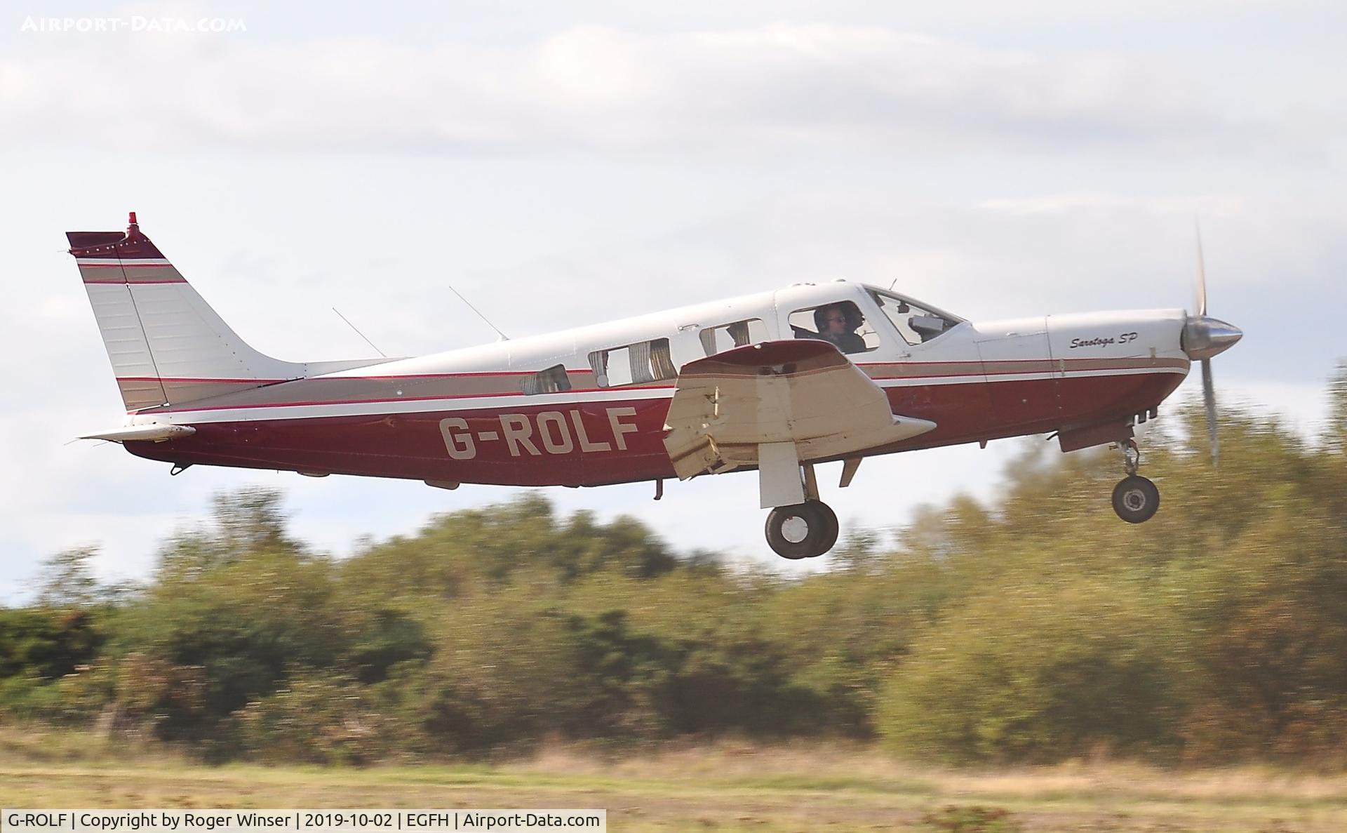 G-ROLF, 1980 Piper PA-32R-301 Saratoga SP C/N 32R-8113018, Visiting Saratoga SP departing Runway 04.
