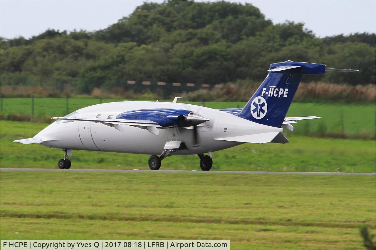 F-HCPE, 2008 Piaggio P-180 Avanti II C/N 1144, Piaggio P-180 Avanti II, Take off run rwy 25L, Brest-Bretagne airport (LFRB-BES)
