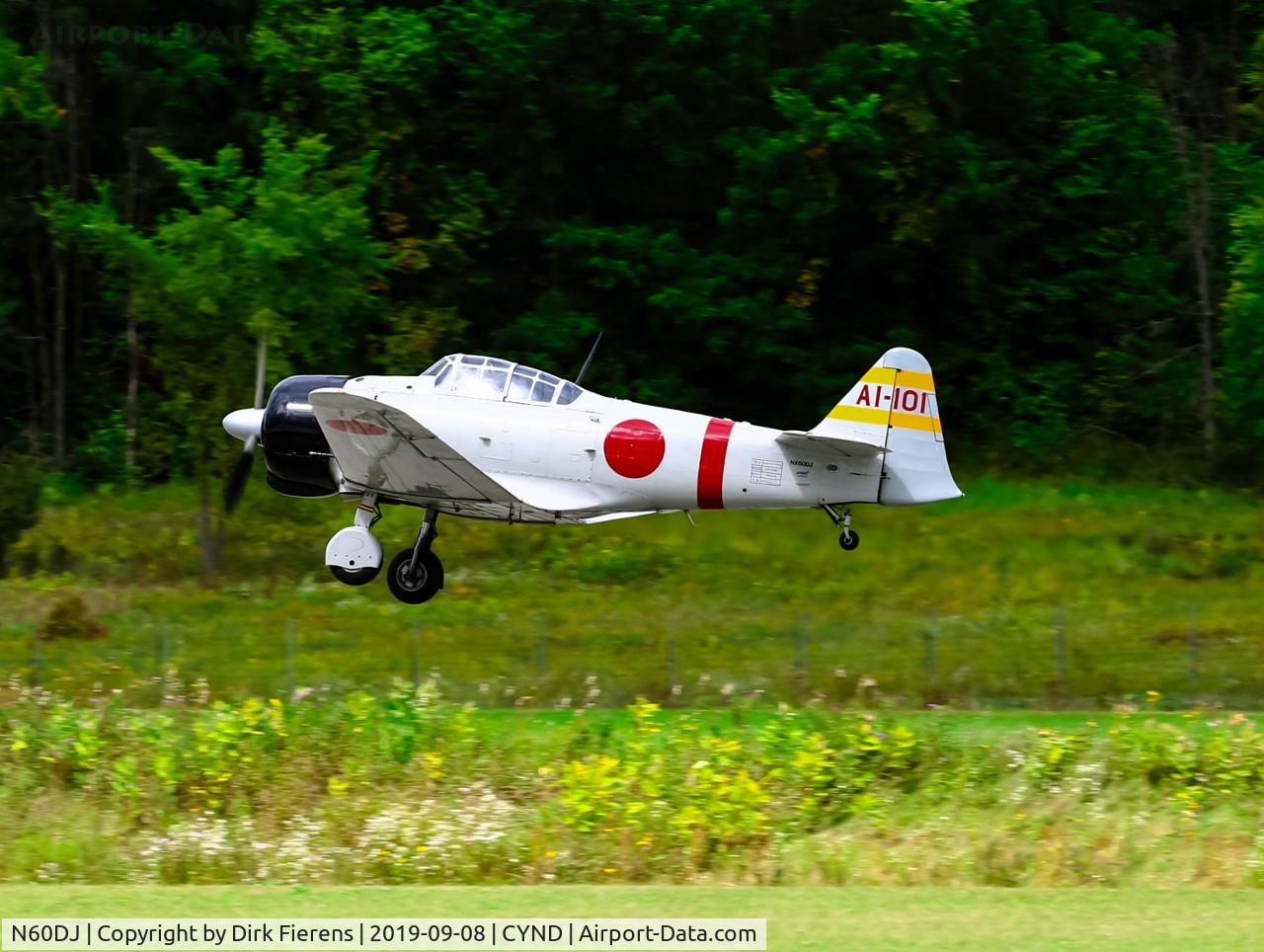 N60DJ, 1952 Canadian Car & Foundry Harvard Mk.4 C/N CCF4-264, Taking off to prepare for his performance at the 2018 Gatineau Airshow.