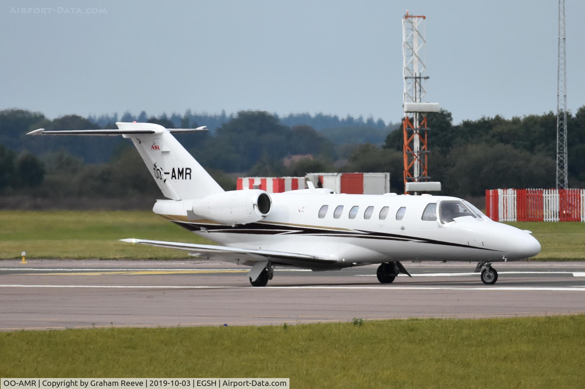 OO-AMR, 2012 Cessna 525A Citation CJ2+ C/N 525A-0495, Departing from Norwich.