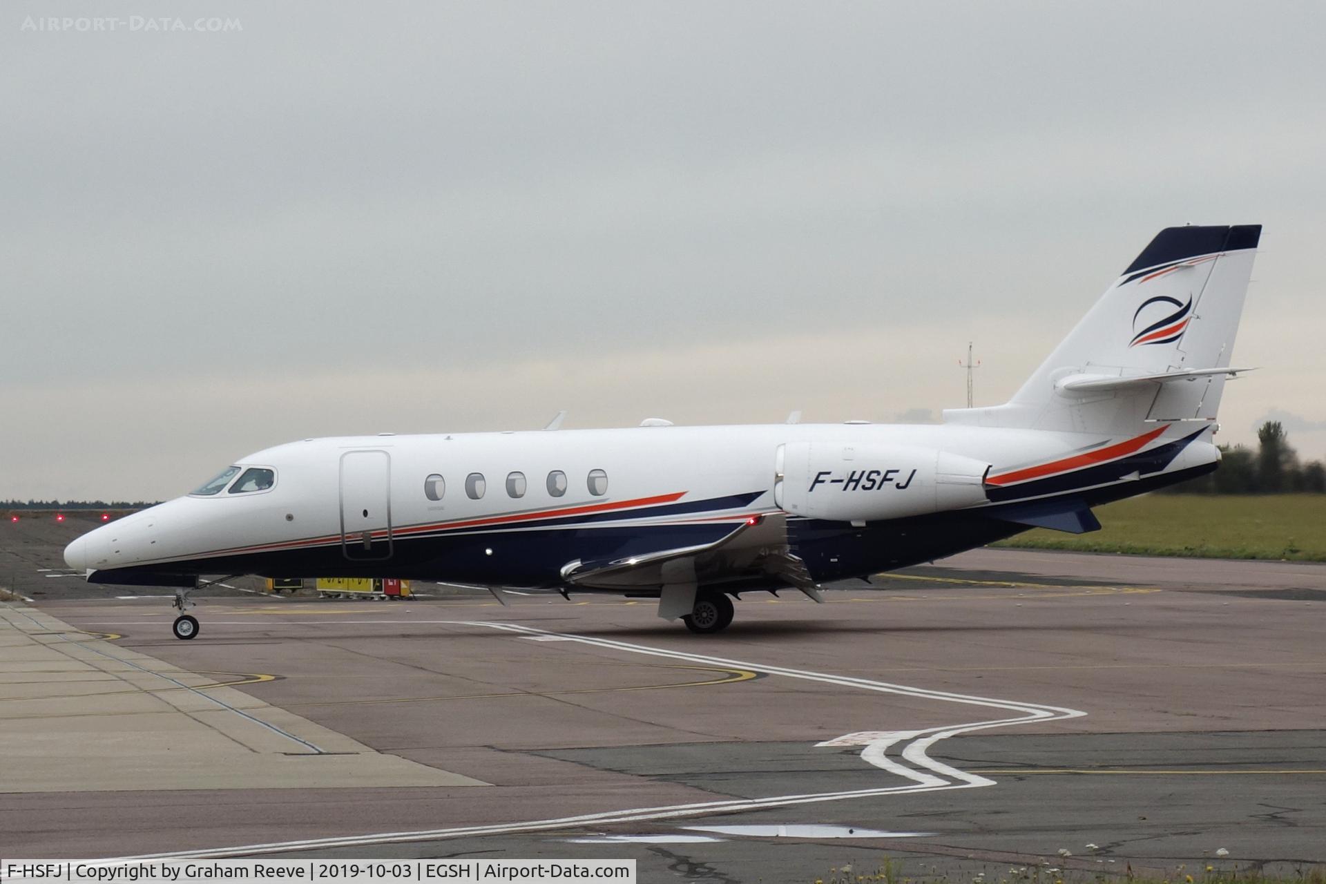 F-HSFJ, 2017 Cessna 680A Citation Latitude C/N 680A-0099, Just landed at Norwich.