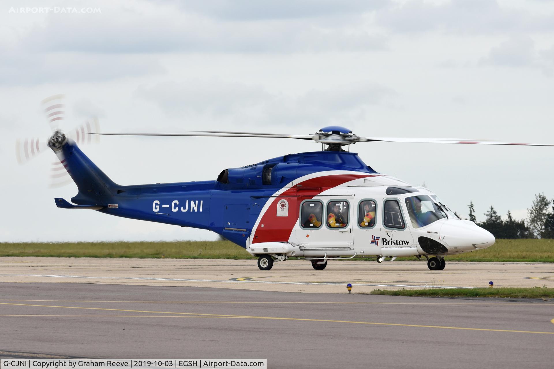 G-CJNI, 2014 AgustaWestland AW-139 C/N 41374, Just landed at Norwich.