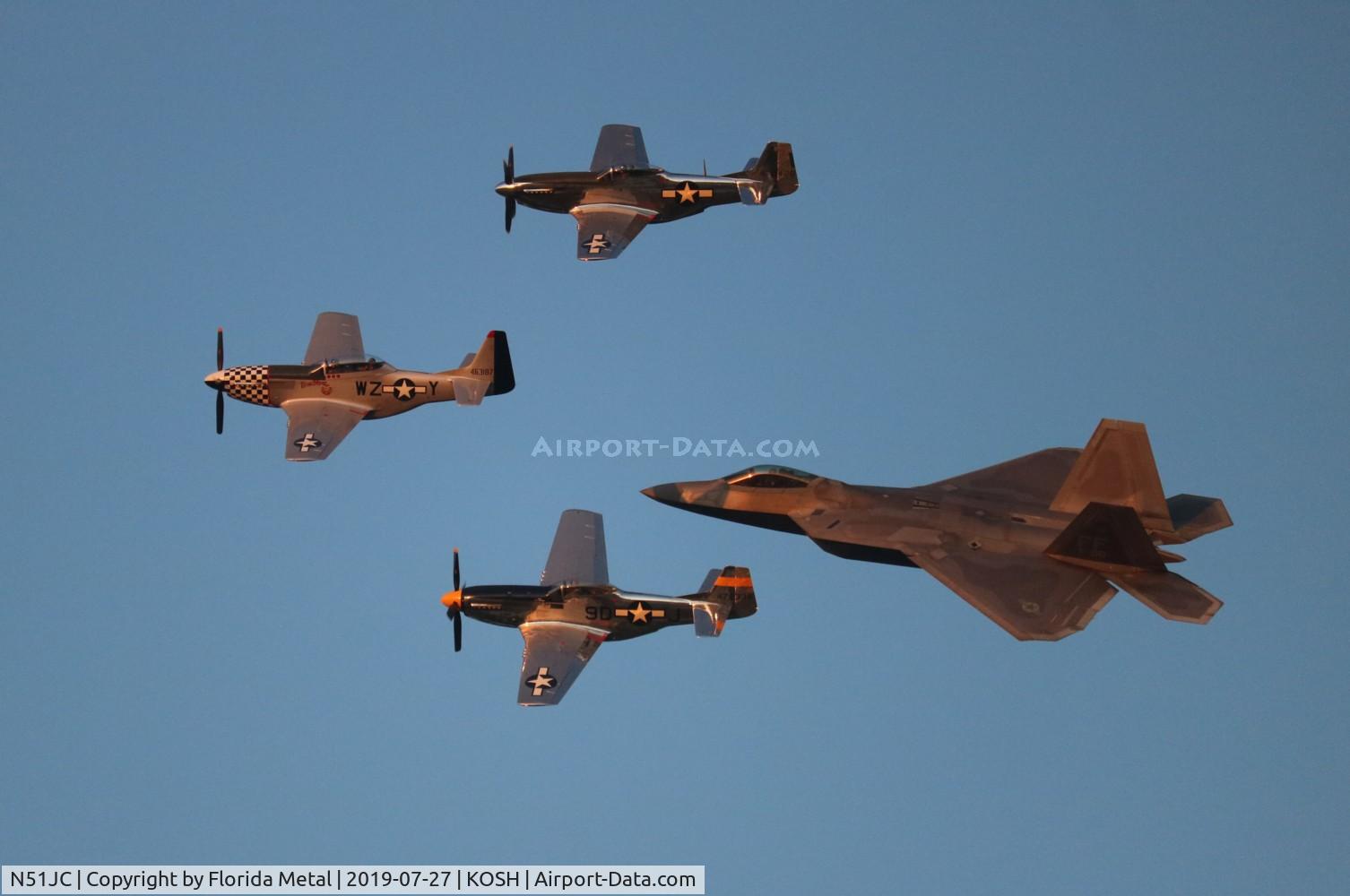 N51JC, 1944 North American P-51D Mustang C/N 122-38798, The Brat III 4 plane heritage flight