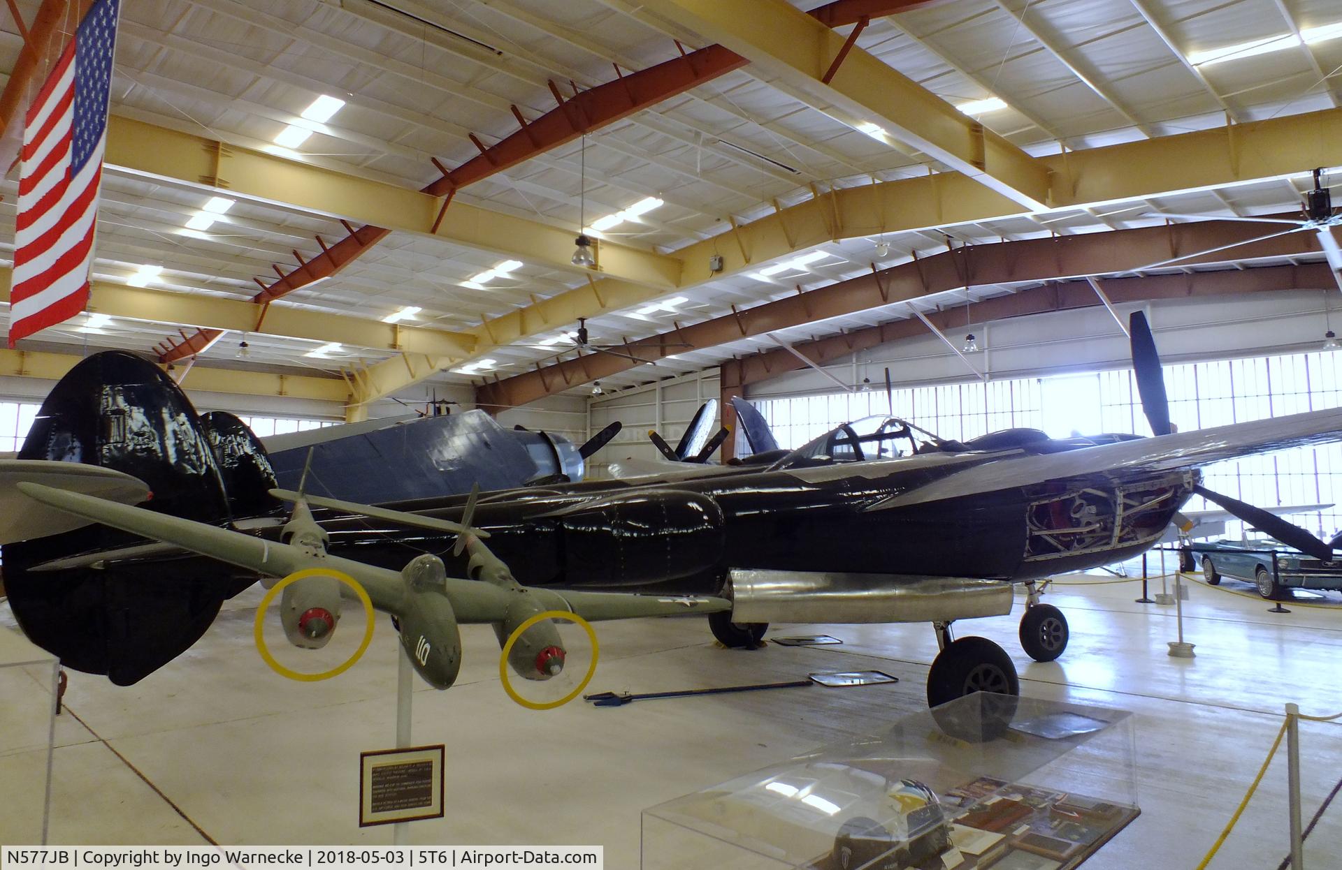 N577JB, 1944 Lockheed F-5G C/N 8057, Lockheed P-38L Lightning (built as F-5G) at the War Eagles Air Museum, Santa Teresa NM