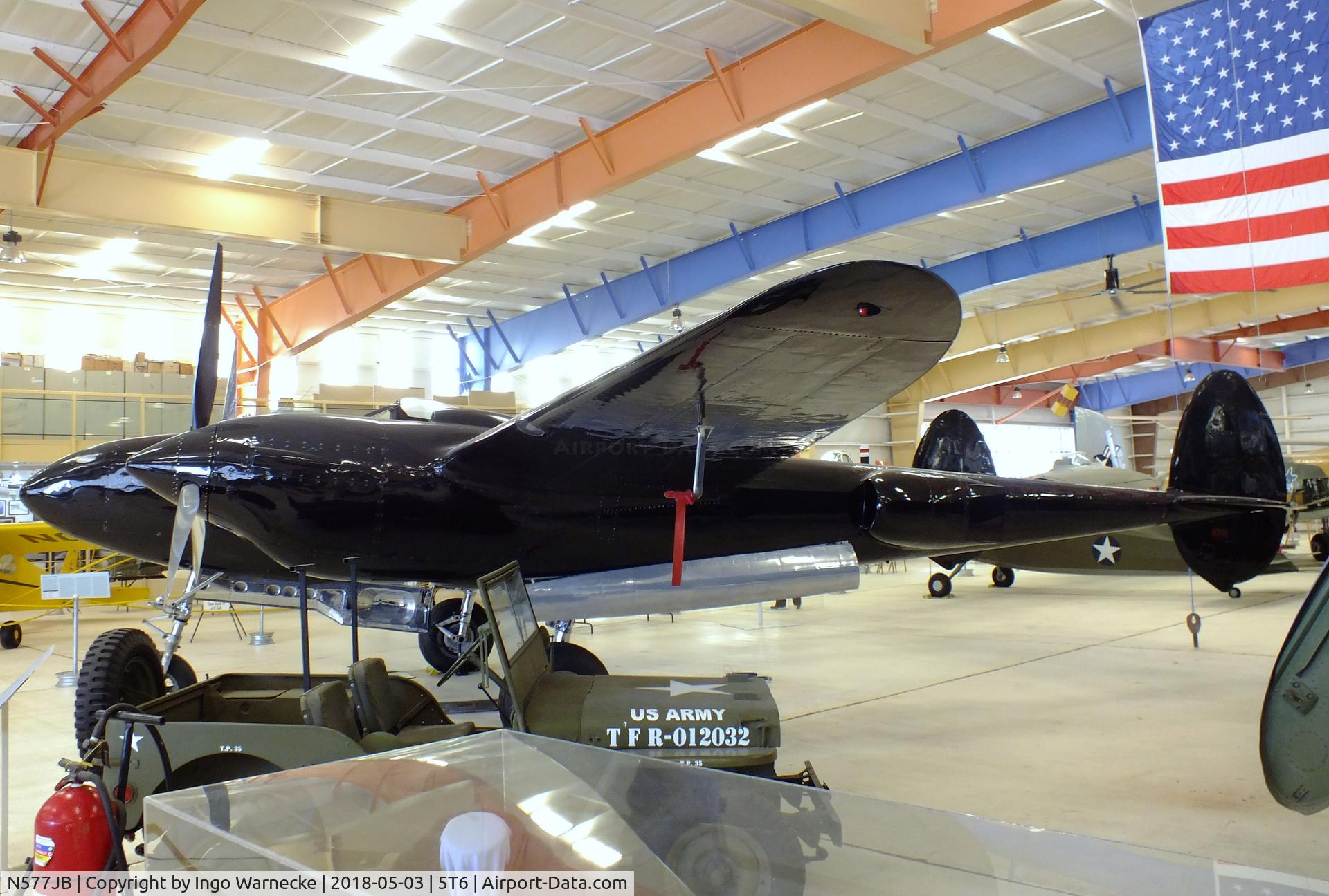N577JB, 1944 Lockheed F-5G C/N 8057, Lockheed P-38L Lightning (built as F-5G) at the War Eagles Air Museum, Santa Teresa NM