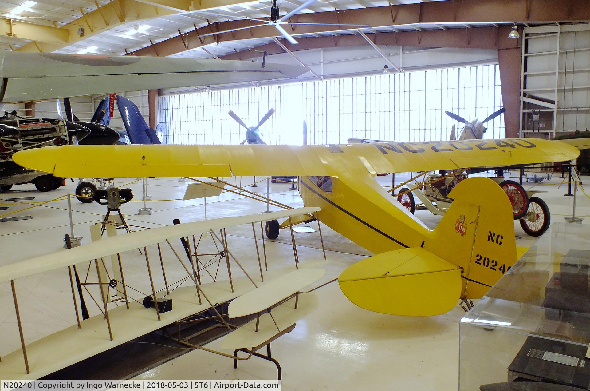 N20240, 1938 Piper J-3 Cub C/N 2042, Piper J3 Cub at the War Eagles Air Museum, Santa Teresa NM