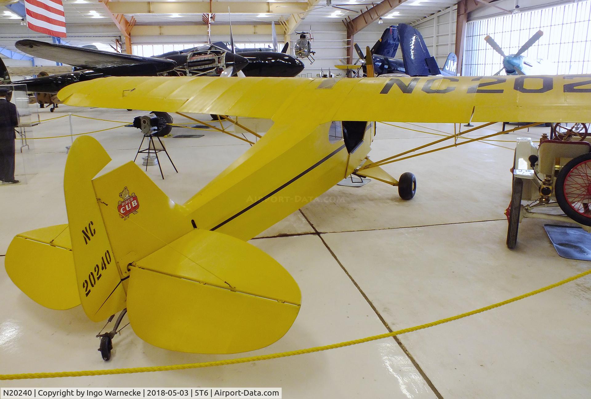N20240, 1938 Piper J-3 Cub C/N 2042, Piper J3 Cub at the War Eagles Air Museum, Santa Teresa NM