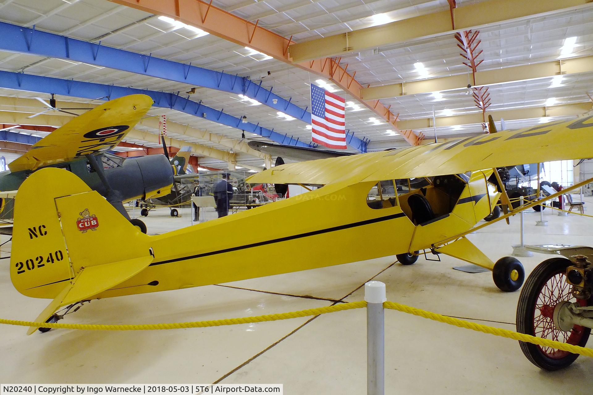 N20240, 1938 Piper J-3 Cub C/N 2042, Piper J3 Cub at the War Eagles Air Museum, Santa Teresa NM