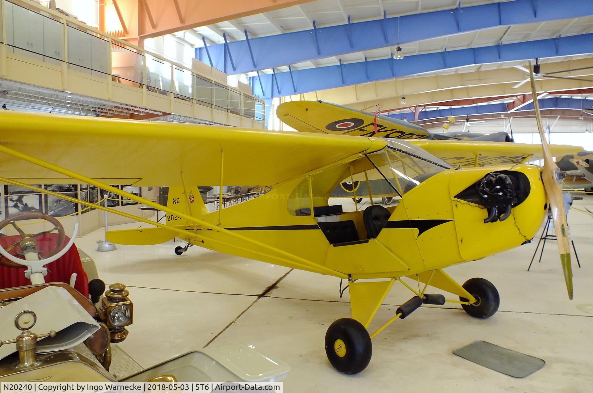 N20240, 1938 Piper J-3 Cub C/N 2042, Piper J3 Cub at the War Eagles Air Museum, Santa Teresa NM