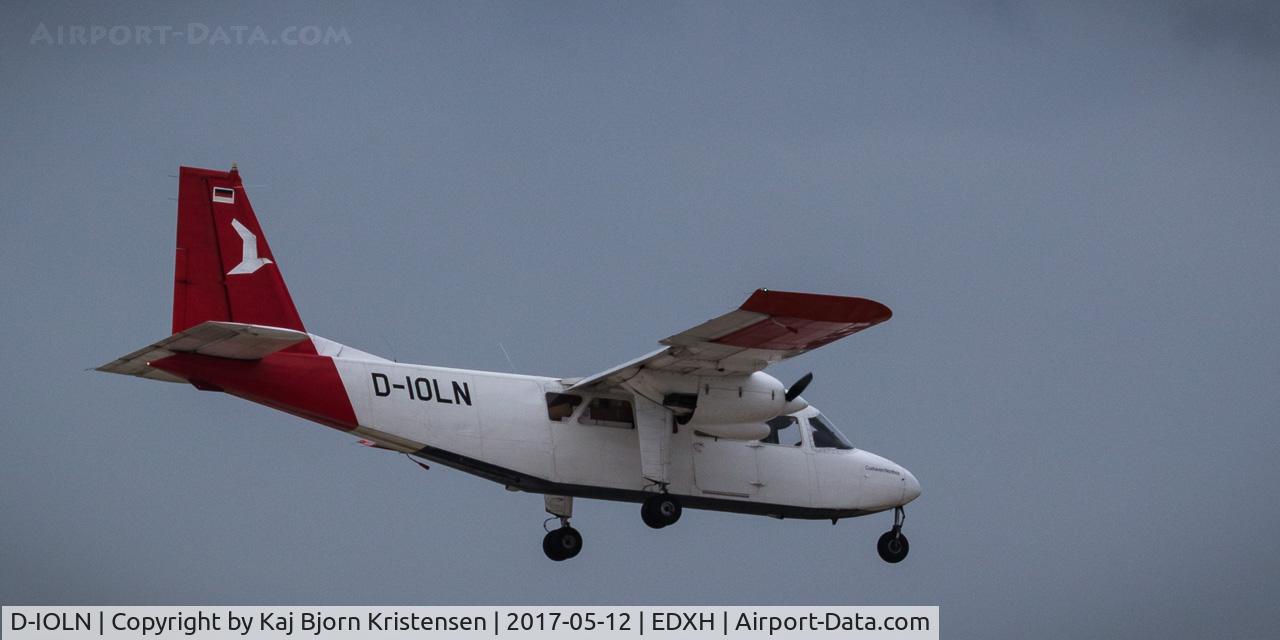 D-IOLN, Britten-Norman BN-2A-26 Islander C/N 2043, Under landing at Helgoland Airport - Düne - on a day with some fog.