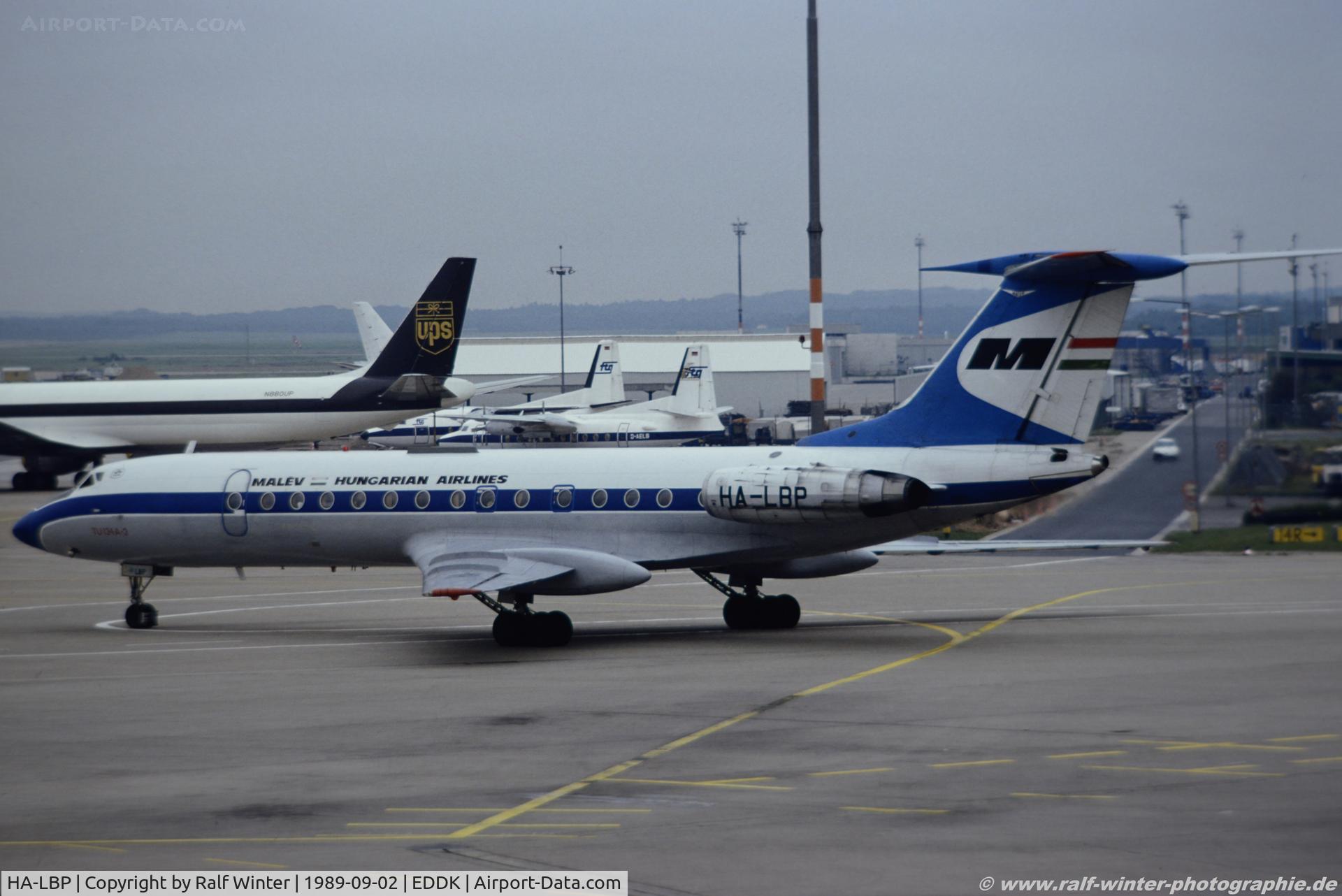HA-LBP, Tupolev Tu-134A-3 C/N 63560, Tupolev Tu-134A-3 - MA MAH Malev Hungarian Airlines  destroyed by fire 02.1994 in BUD after repair - 63560 - HA-LBP - 02.09.1989- CGN