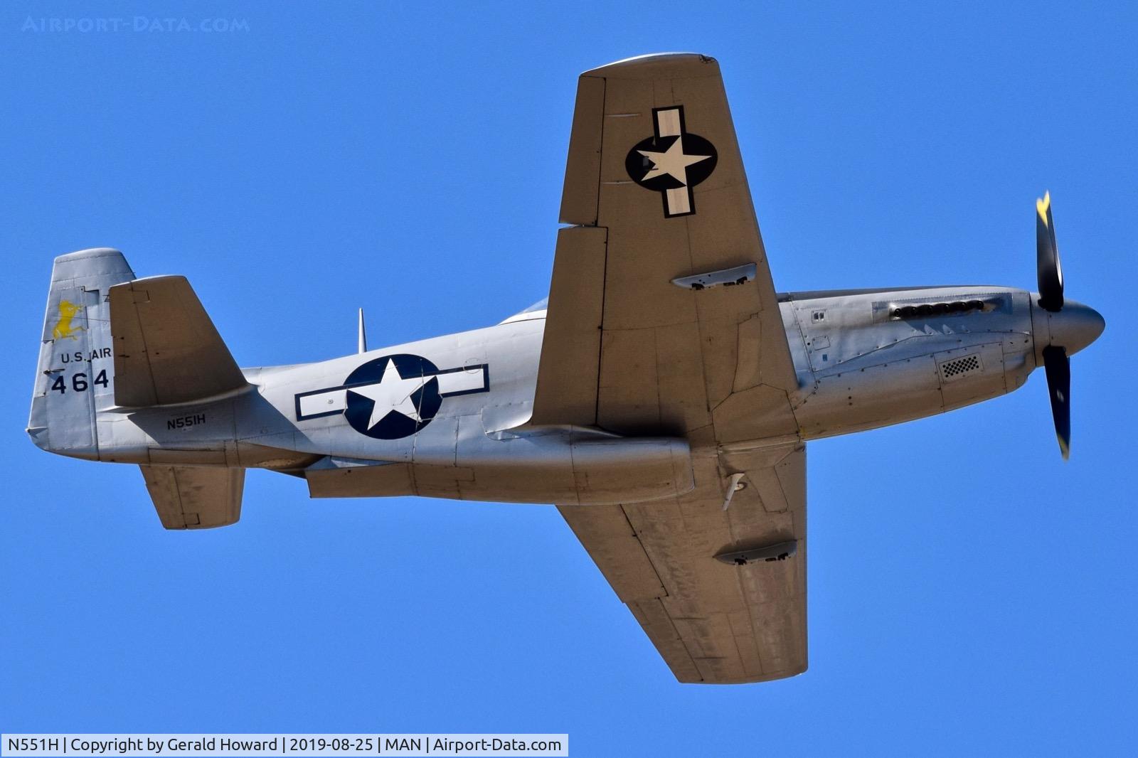N551H, 1944 North American F-51-H-5-NA C/N 44-64314, Flying over MAN.