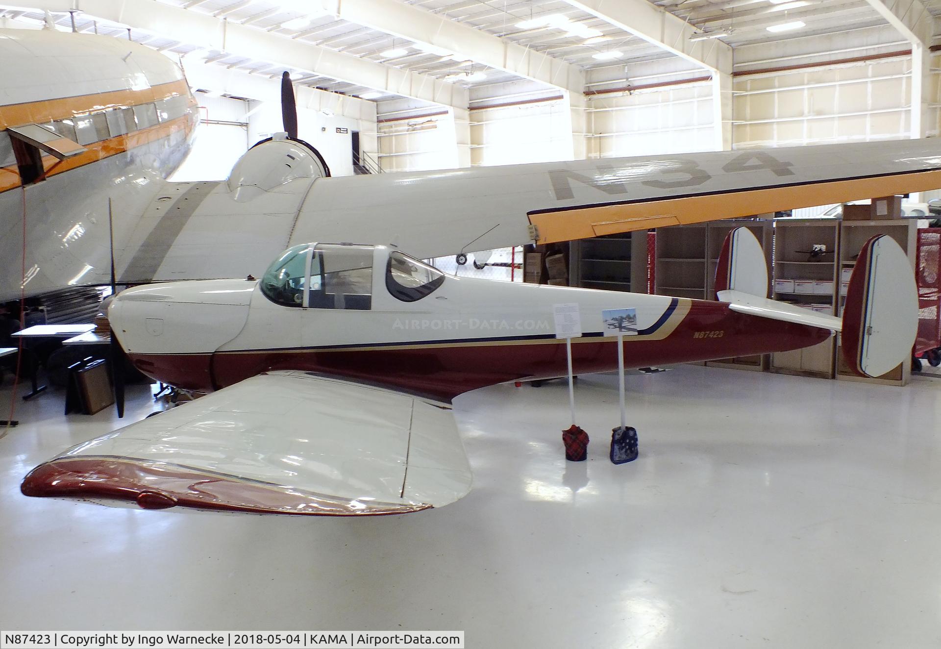 N87423, 1946 Erco 415C Ercoupe C/N 596, ERCO Ercoupe 415-C at the Texas Air & Space Museum, Amarillo TX