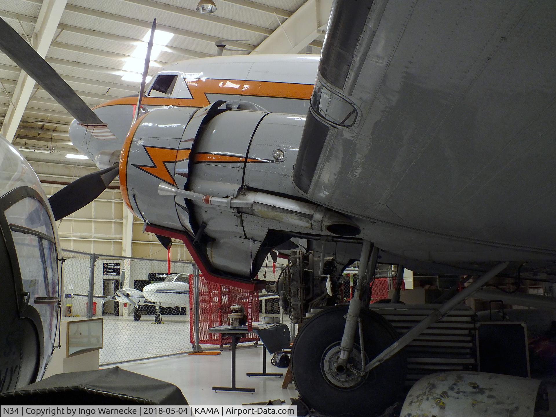 N34, 1945 Douglas R4D-7 C/N 33359, Douglas DC-3C (formerly Federal Airways Flight Inspection) at the Texas Air & Space Museum, Amarillo TX