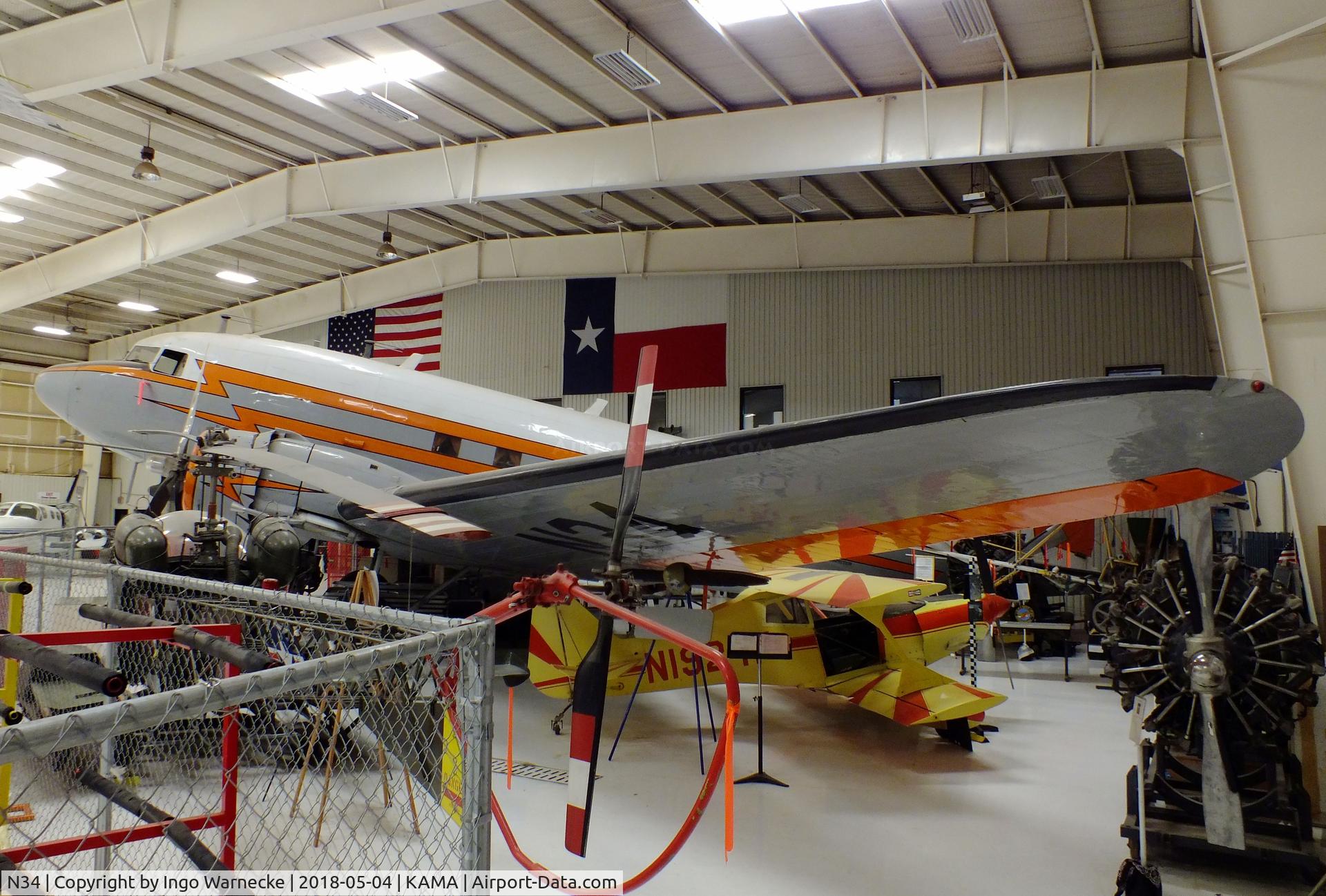 N34, 1945 Douglas R4D-7 C/N 33359, Douglas DC-3C (formerly Federal Airways Flight Inspection) at the Texas Air & Space Museum, Amarillo TX