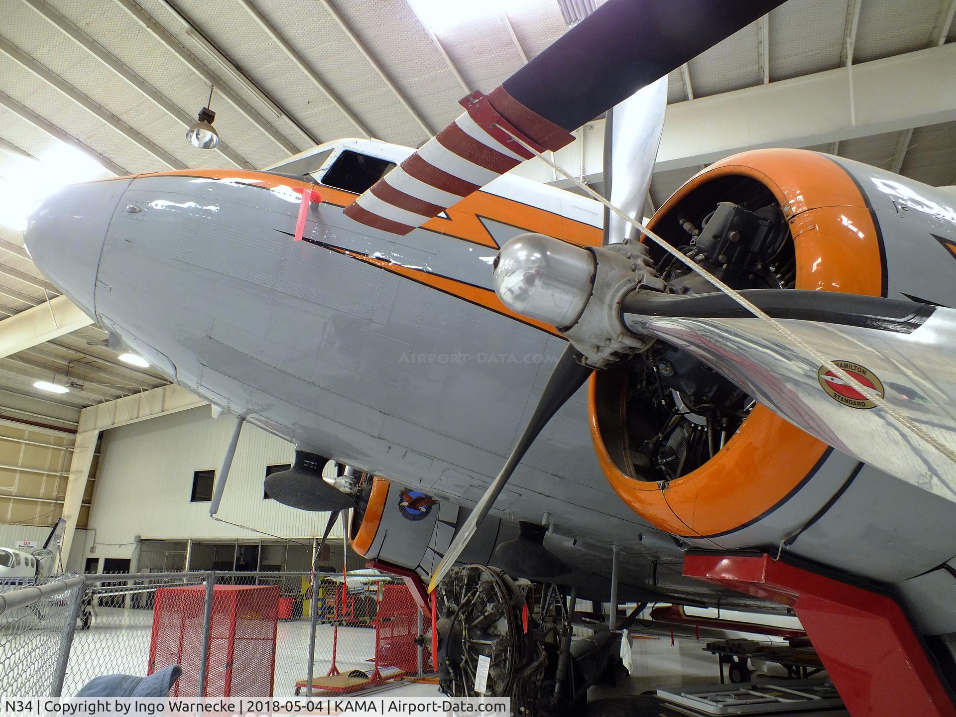 N34, 1945 Douglas R4D-7 C/N 33359, Douglas DC-3C (formerly Federal Airways Flight Inspection) at the Texas Air & Space Museum, Amarillo TX